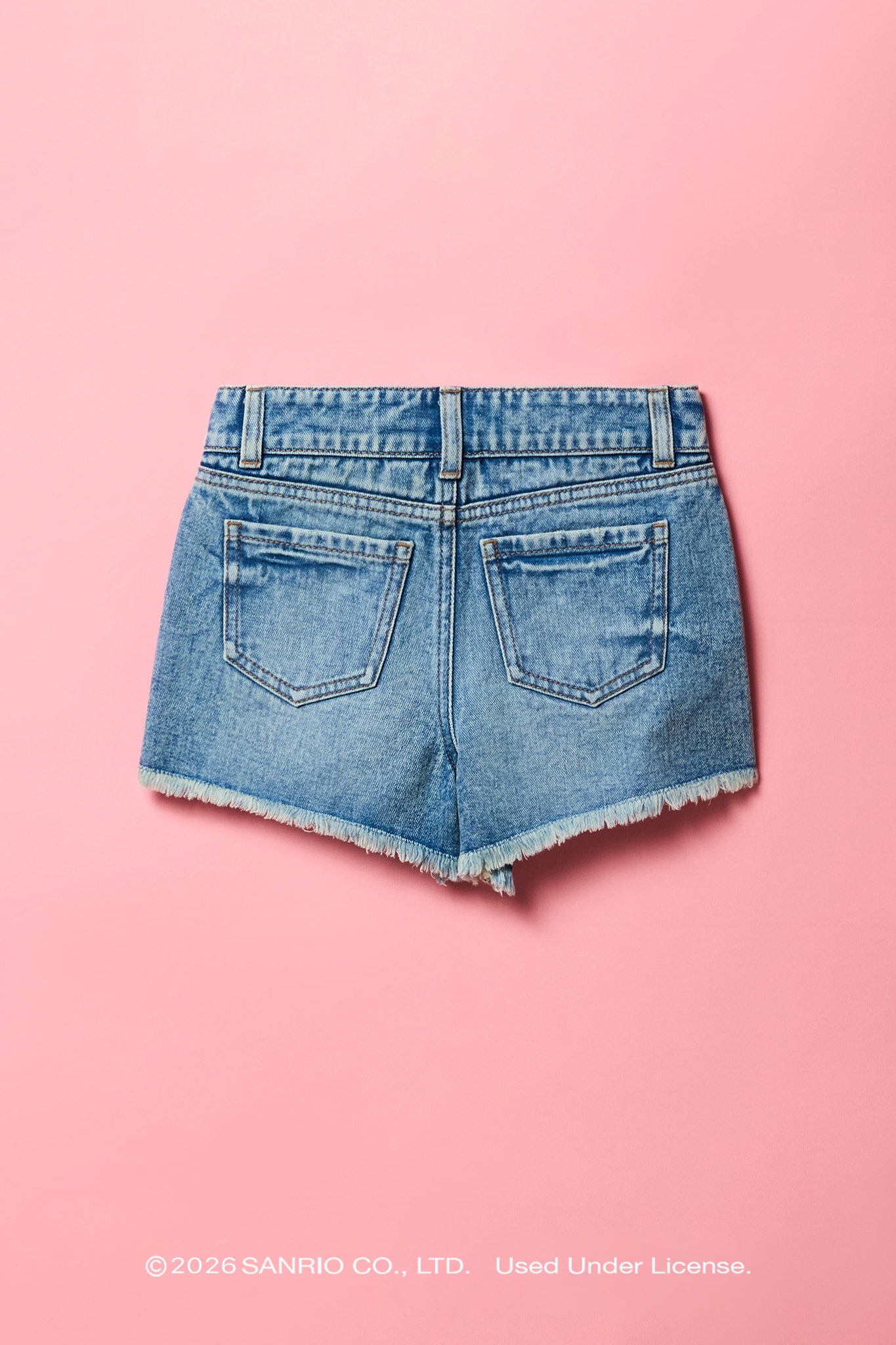Hello Kitty® Girls Embroidered High Rise Denim Short