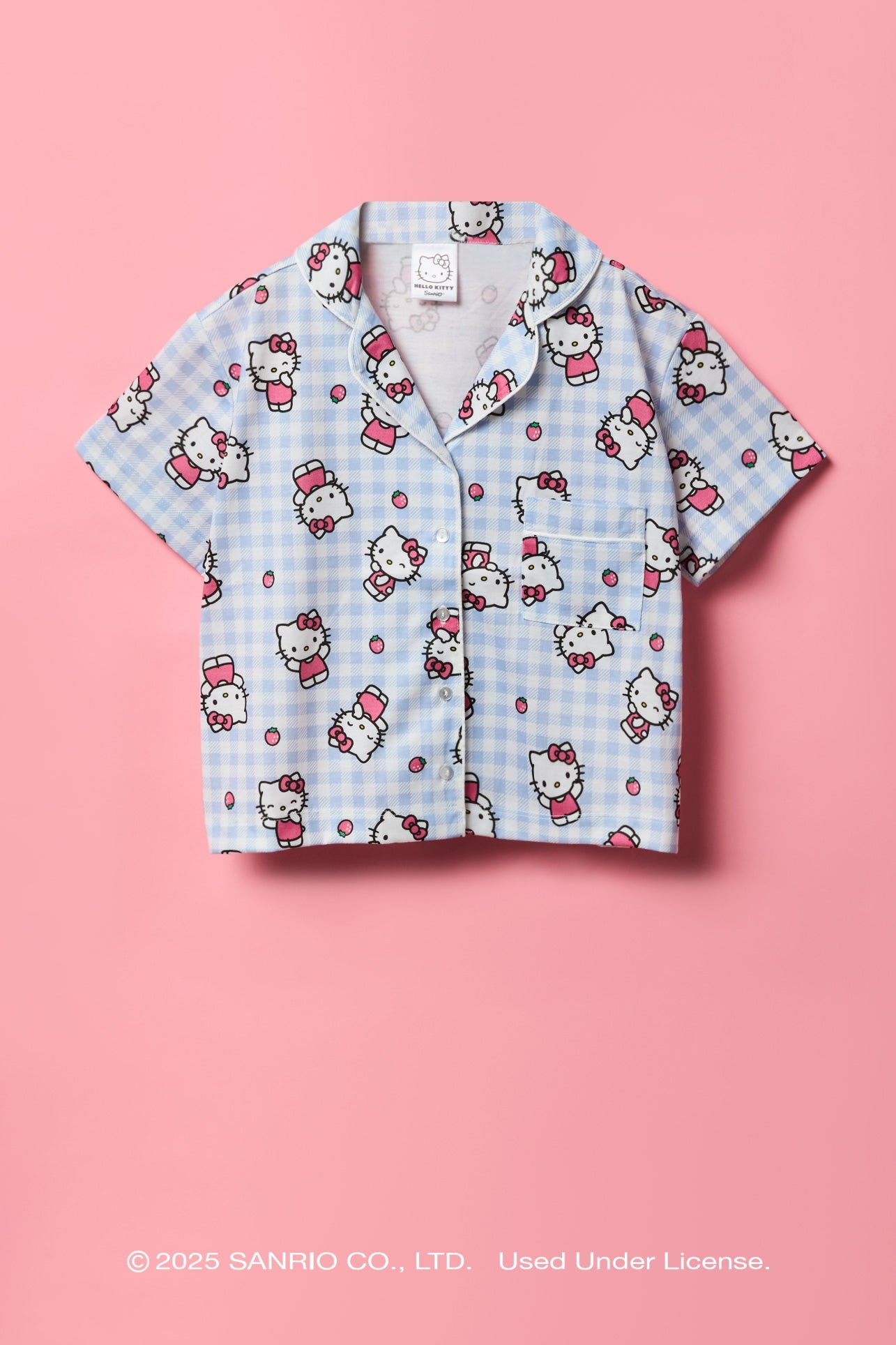 Hello Kitty® Girls Button-Up Top & Pant Pajama Set