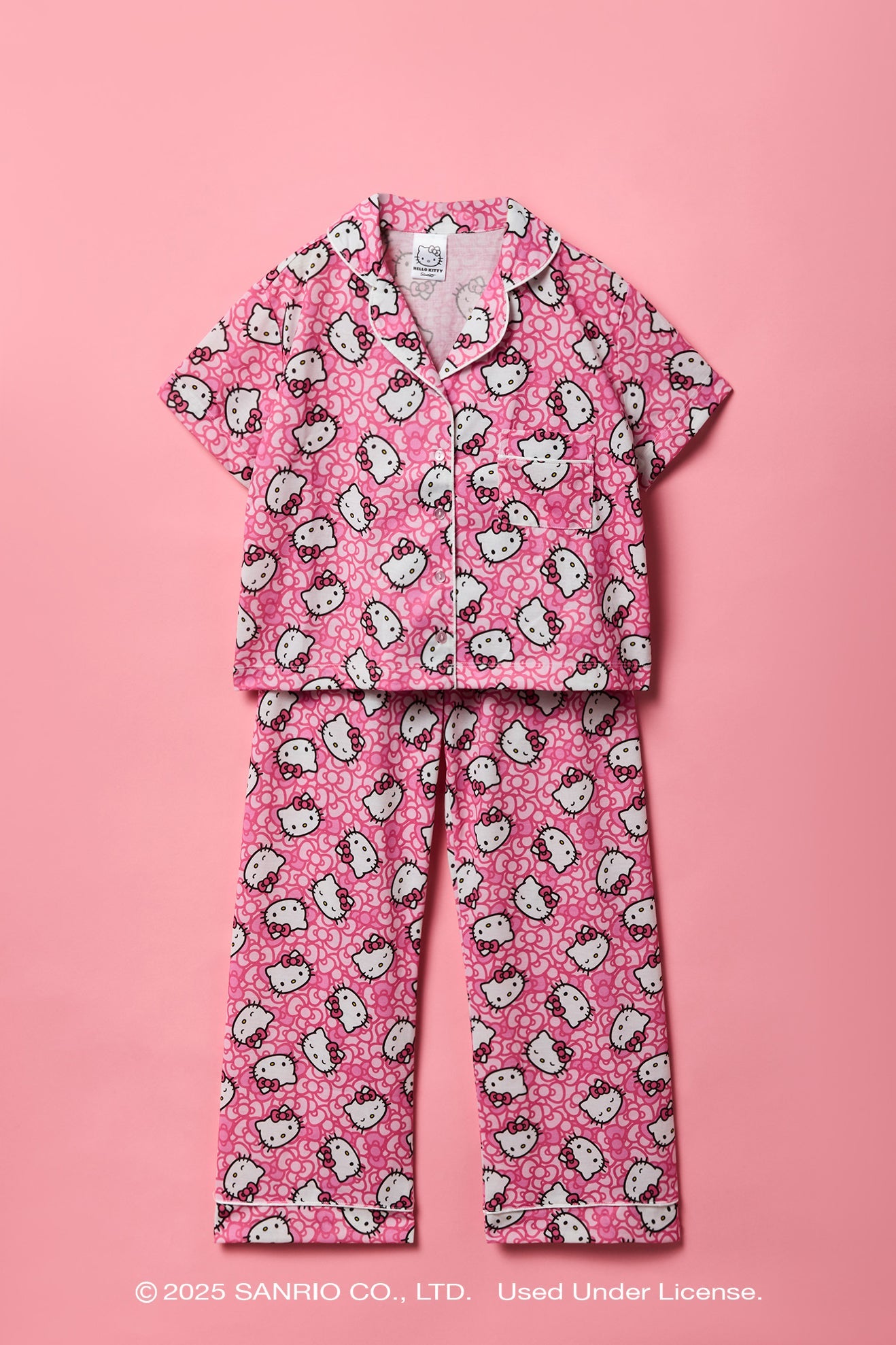 Hello Kitty® Girls Button-Up Top & Pant Pajama Set