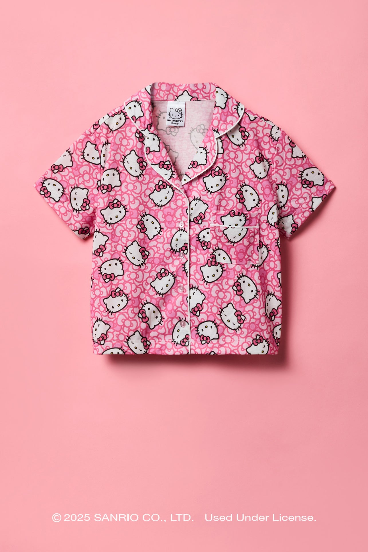 Hello Kitty® Girls Button-Up Top & Pant Pajama Set