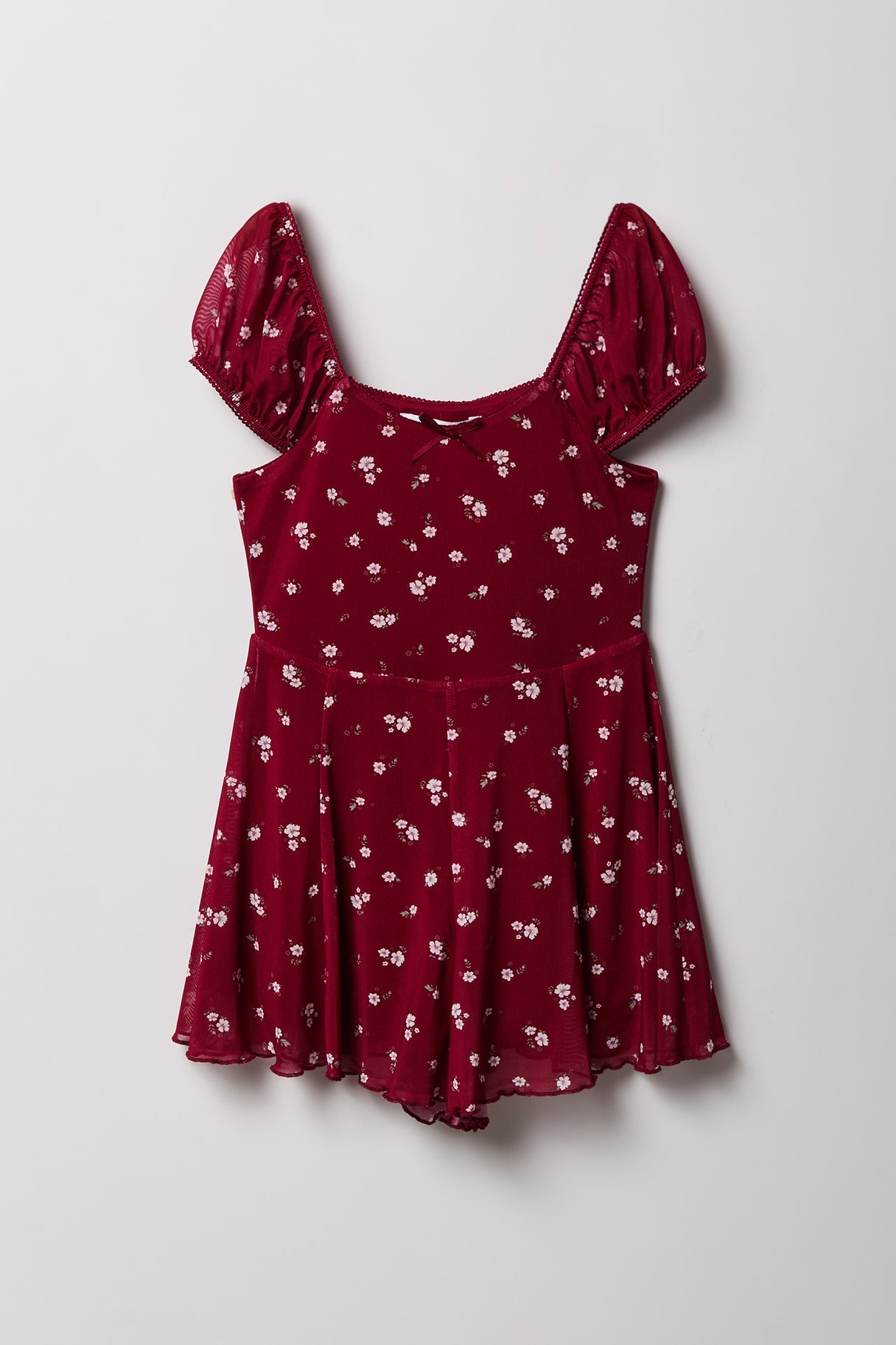 Girls Printed Mesh Dress Romper