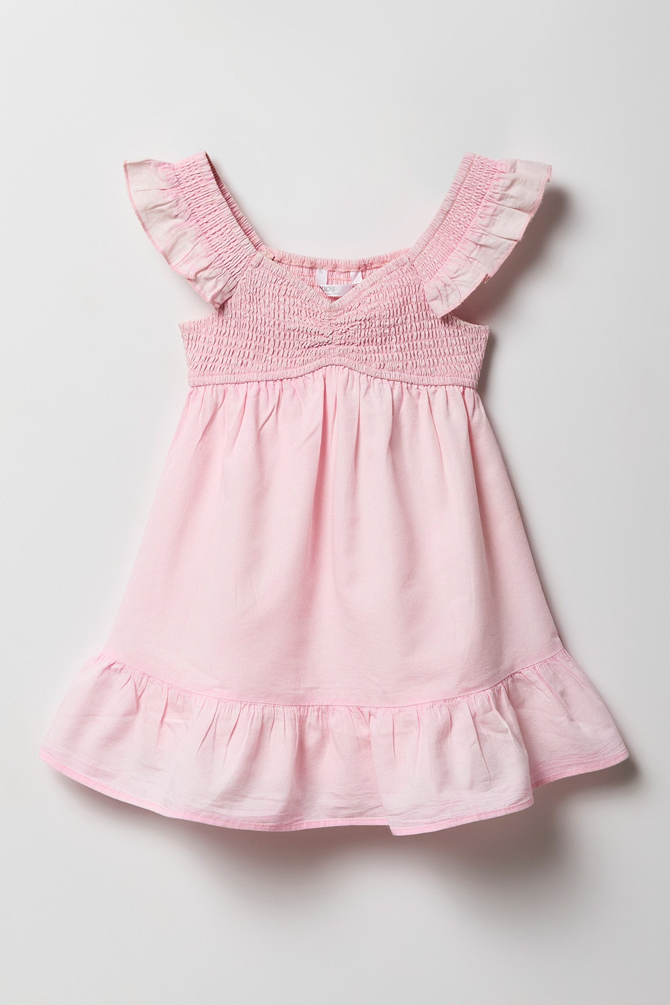 Girls Chambray Flutter Sleeve Romper Dress