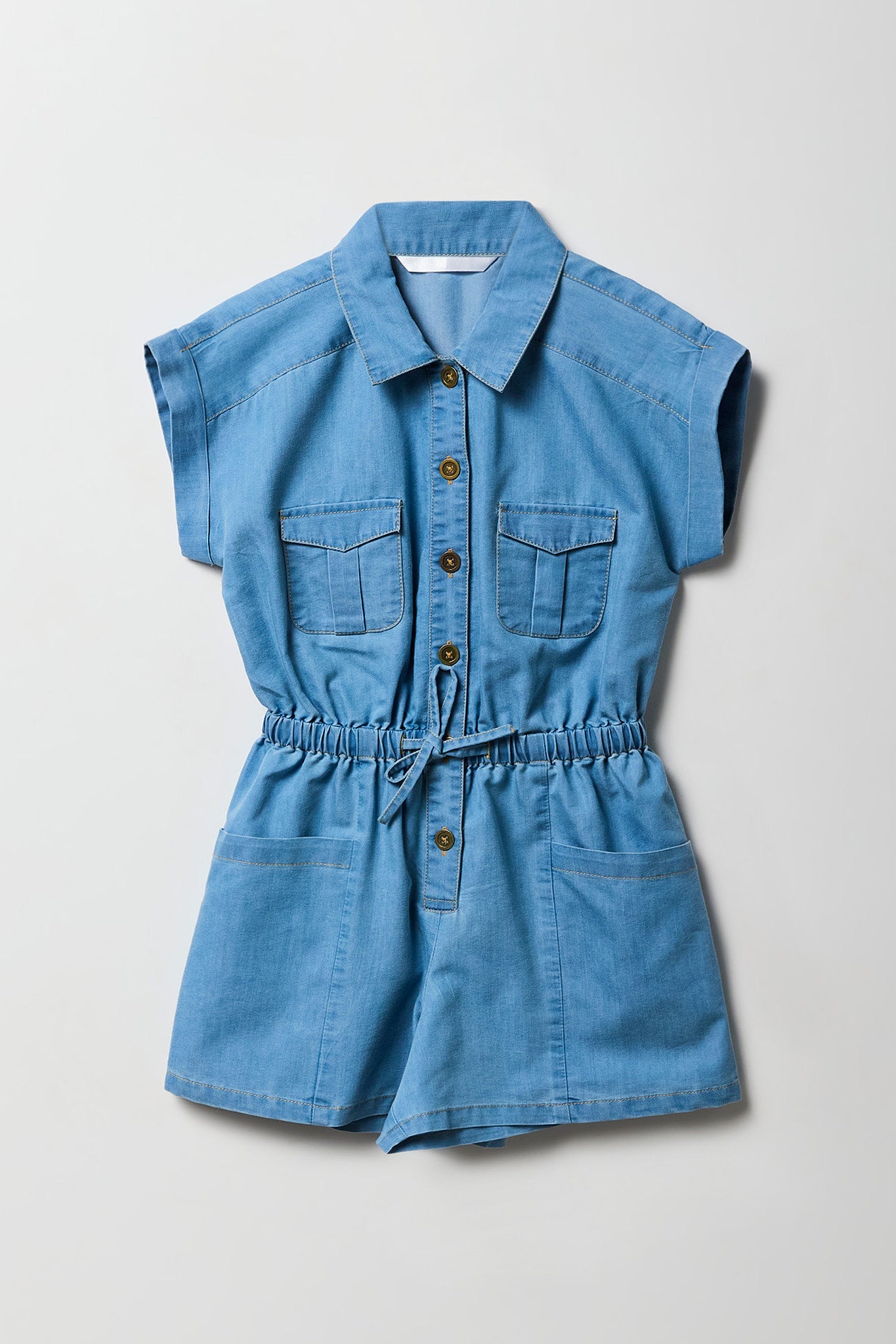 Girls Chambray Button-Up Romper