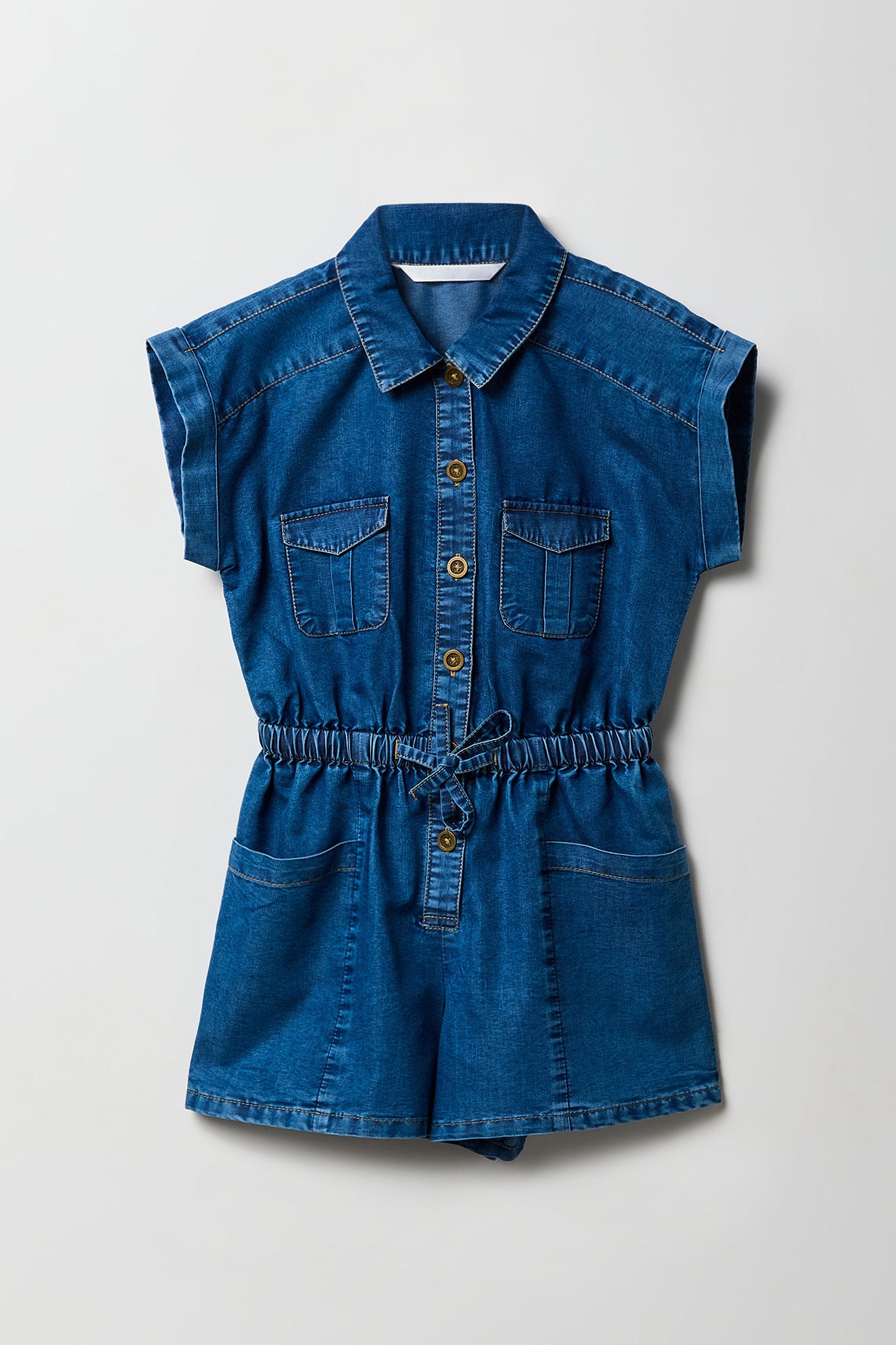 Girls Chambray Button-Up Romper