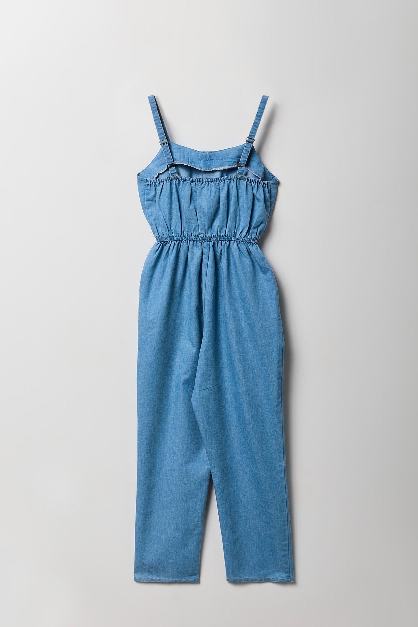 Girls Chambray Button Front Jumpsuit