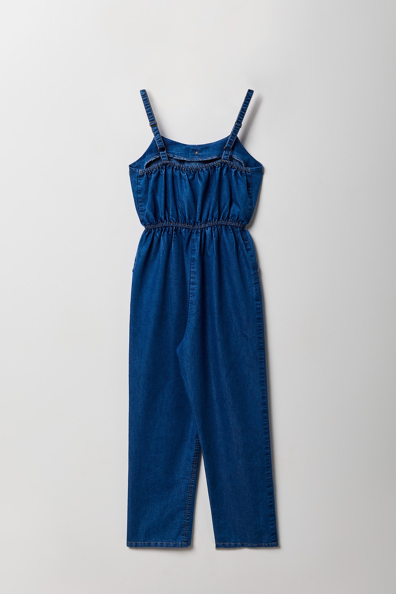Girls Chambray Button Front Jumpsuit