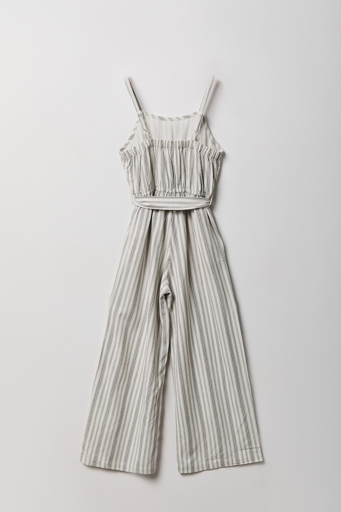 Girls Linen-Blend Belted Wide Leg Jumpsuit