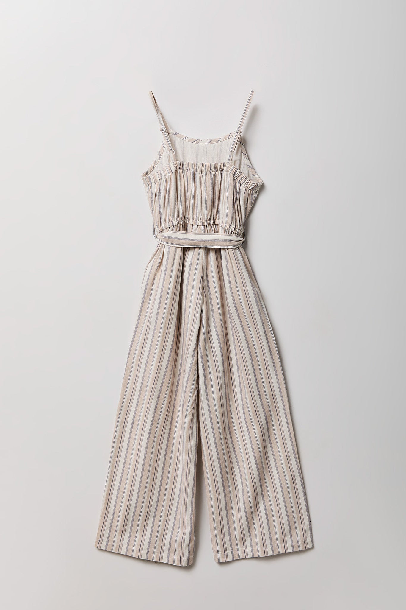 Girls Linen-Blend Belted Wide Leg Jumpsuit