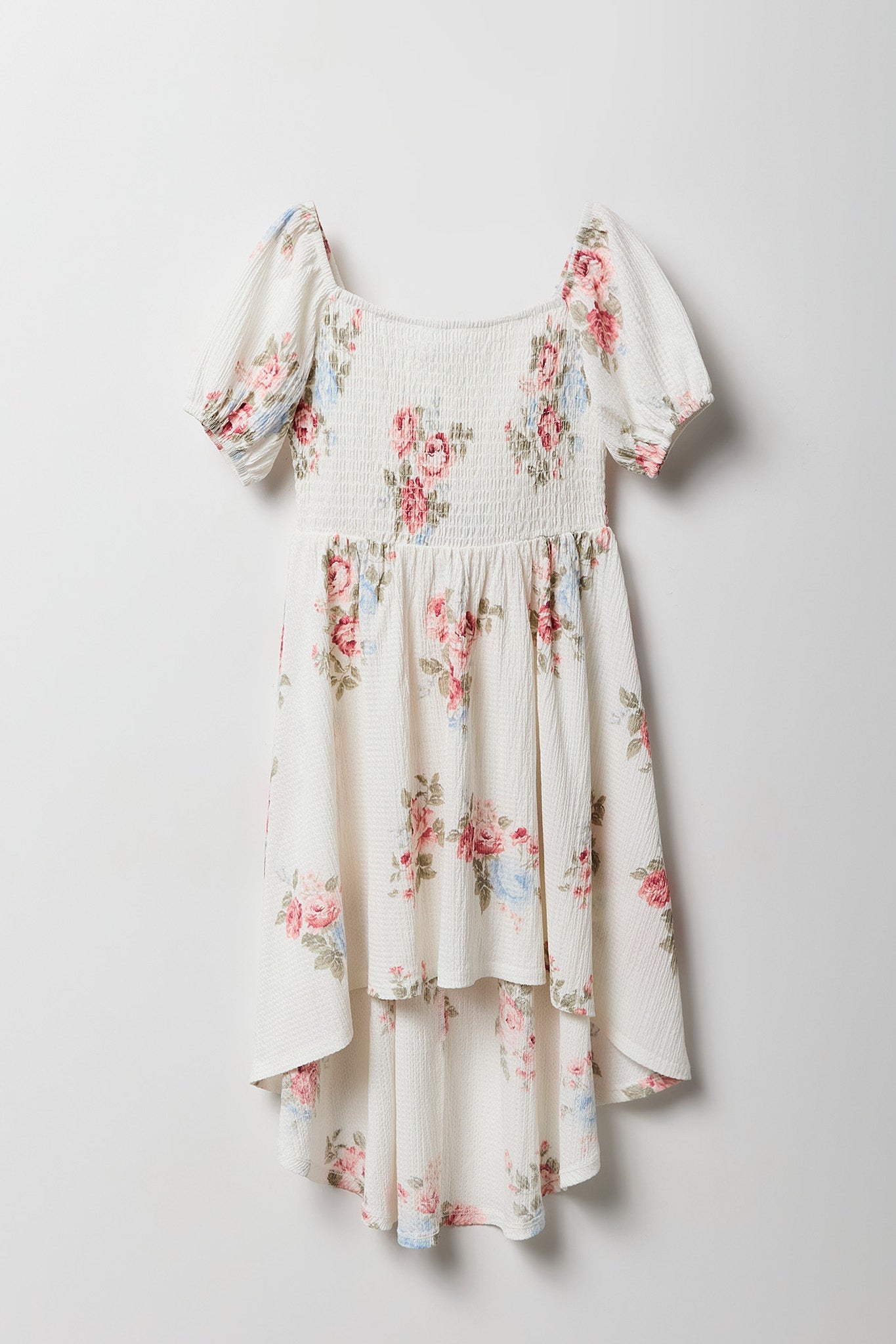 Girls Puff Sleeve High-Low Dress