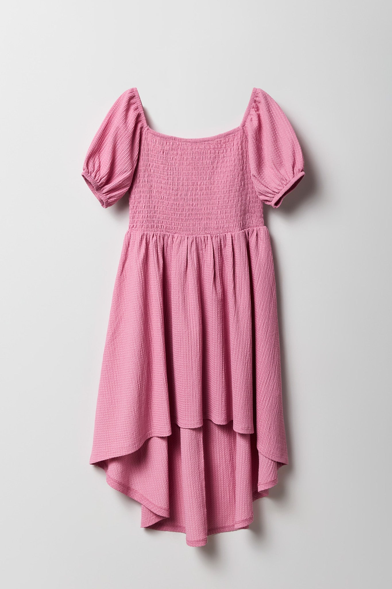 Girls Puff Sleeve High-Low Dress