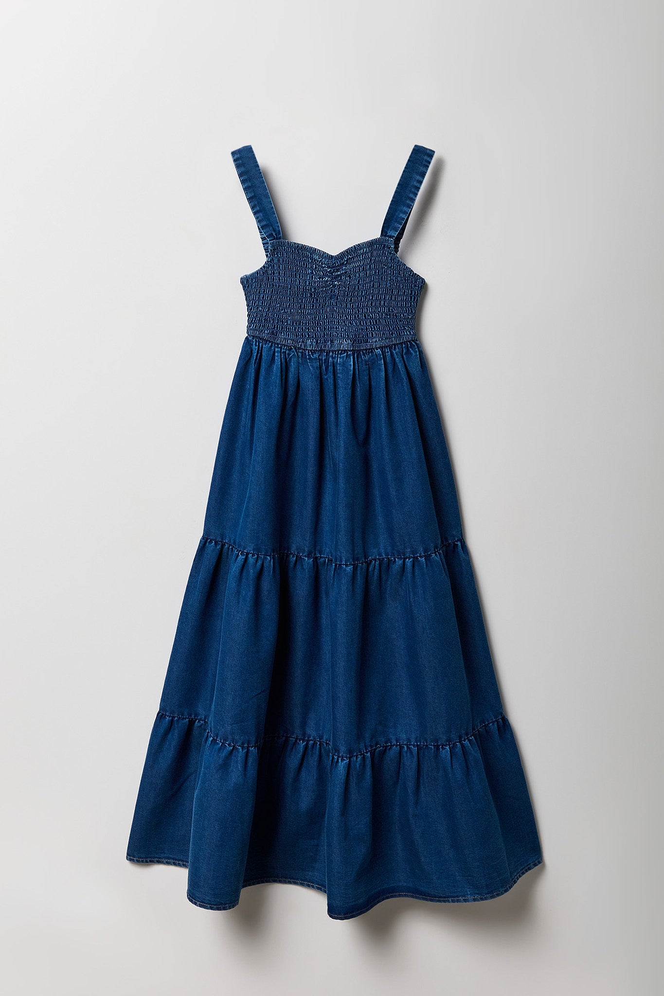 Girls Chambray Tiered Maxi Dress