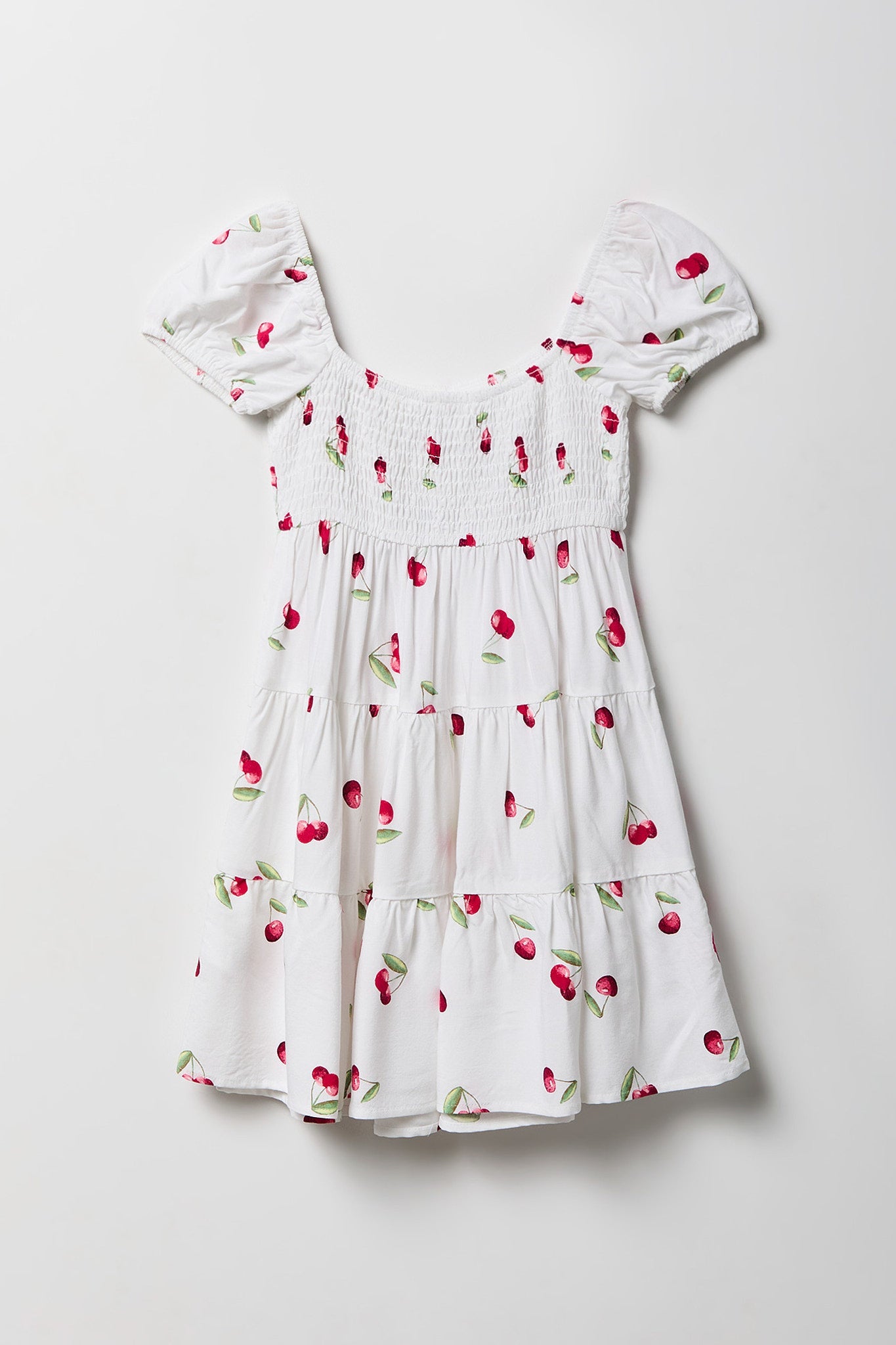 Girls Printed Smocked Tiered Dress