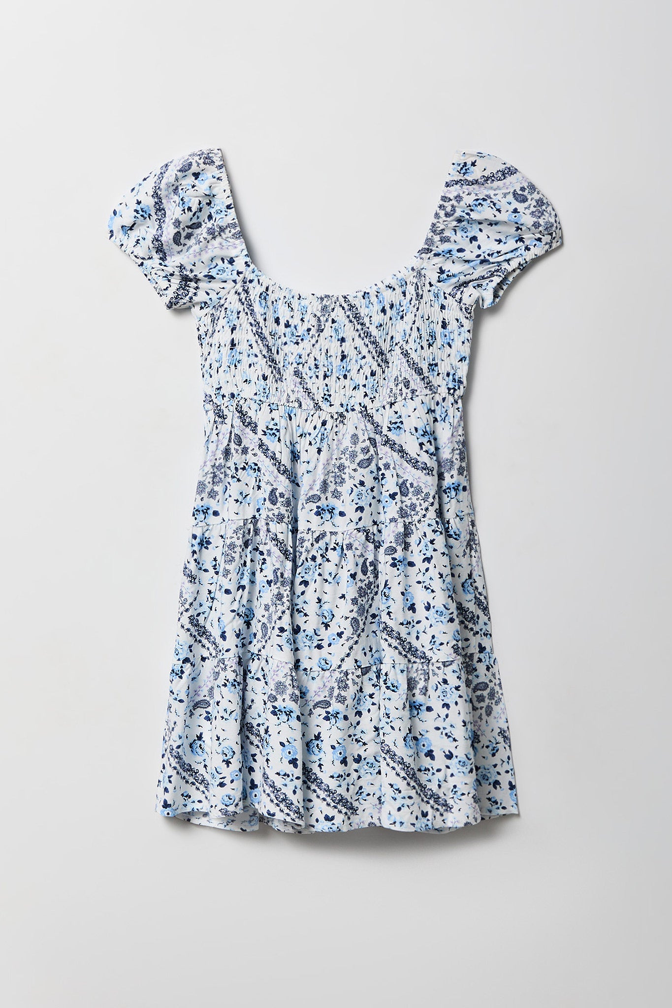 Girls Printed Smocked Tiered Dress