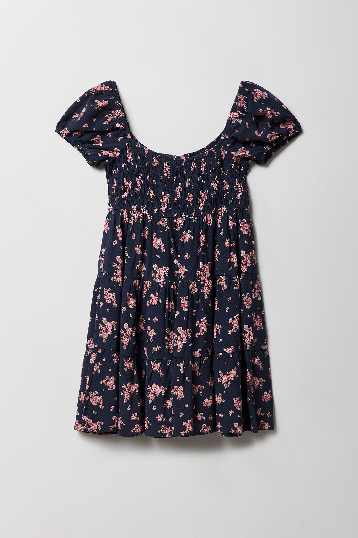 Girls Printed Smocked Tiered Dress