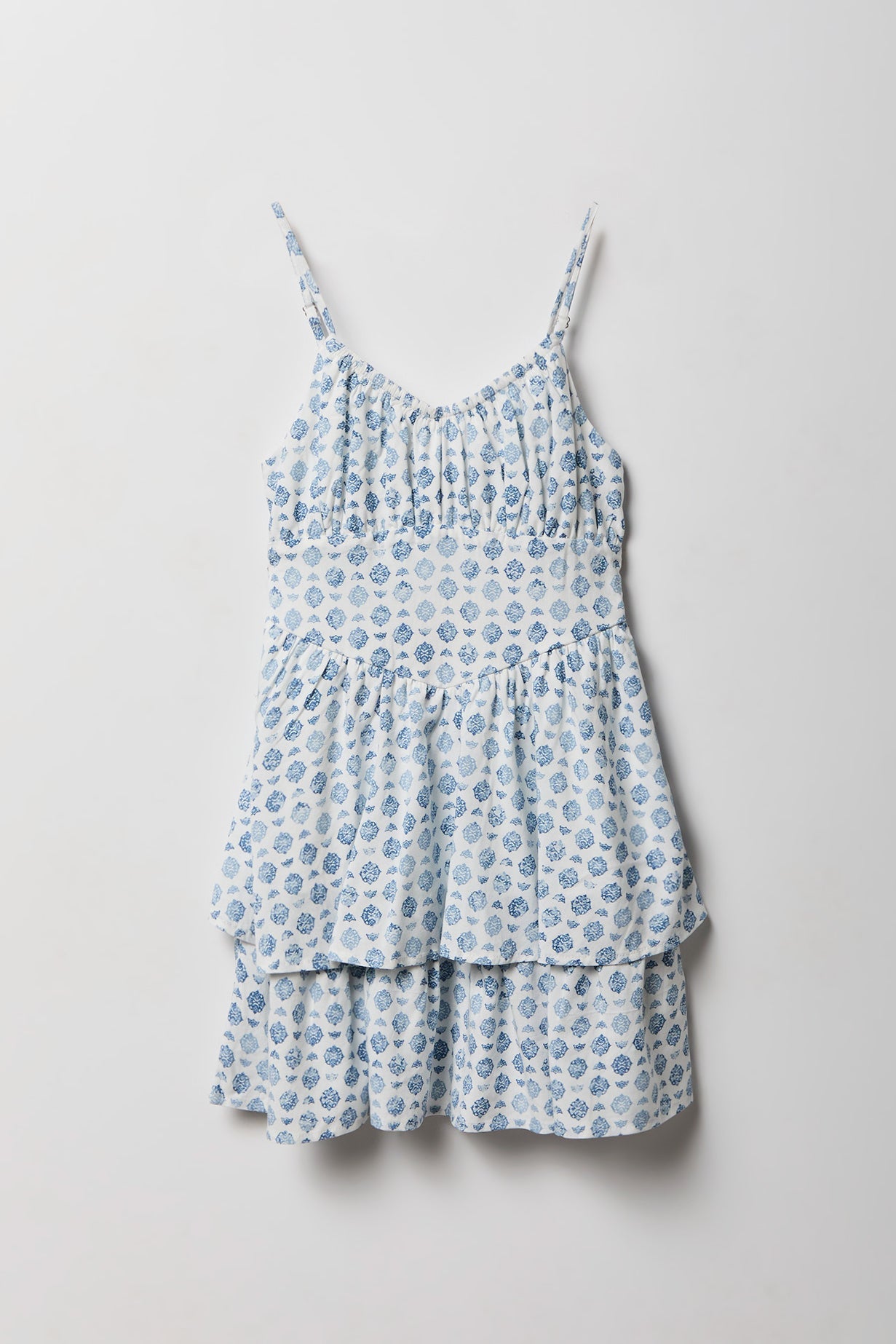 Girls Printed Ruffled Tiered Dress