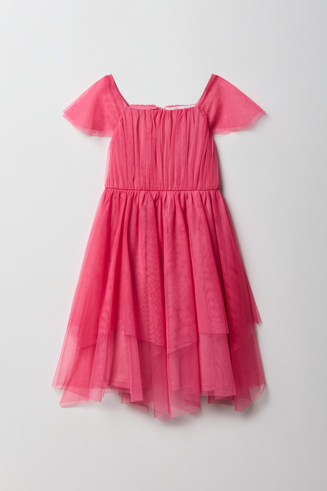 Girls Tulle Ruffle Sleeve Dress