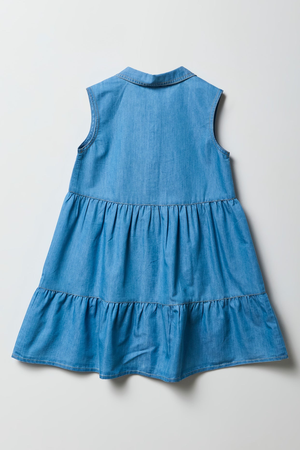 Button Up Tiered Chambray Dress