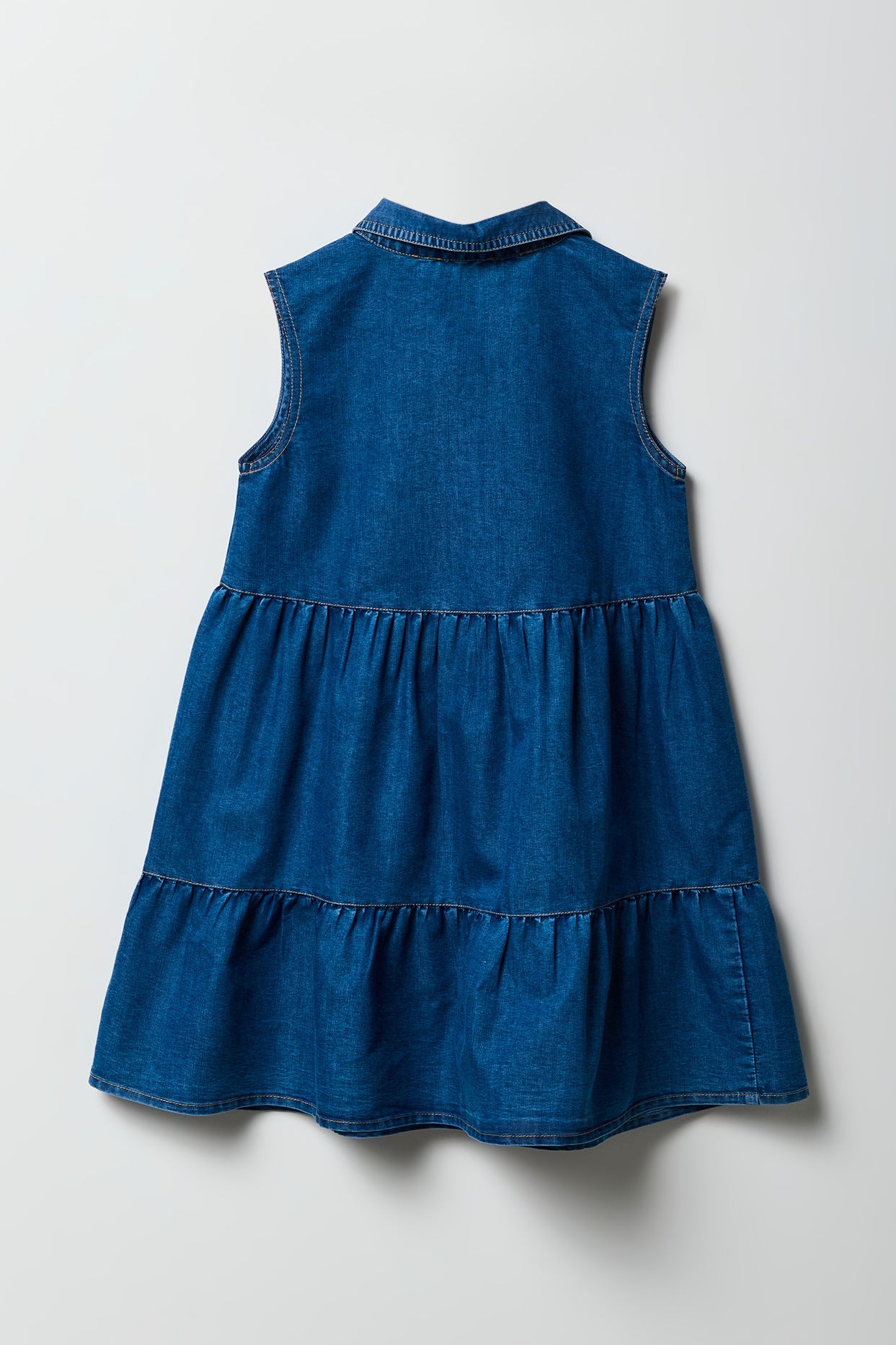 Button Up Tiered Chambray Dress