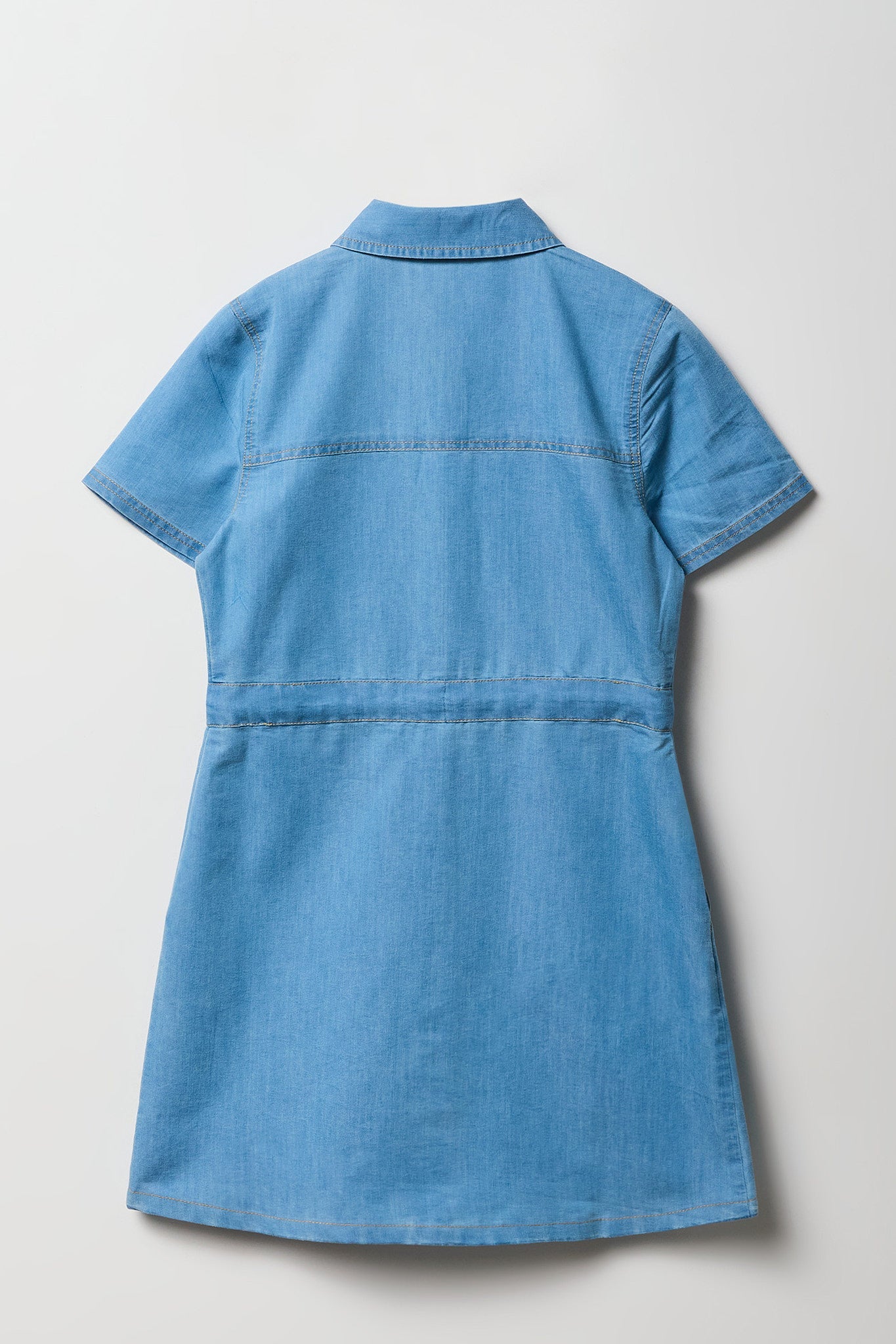 Girls Chambray Button Front Dress