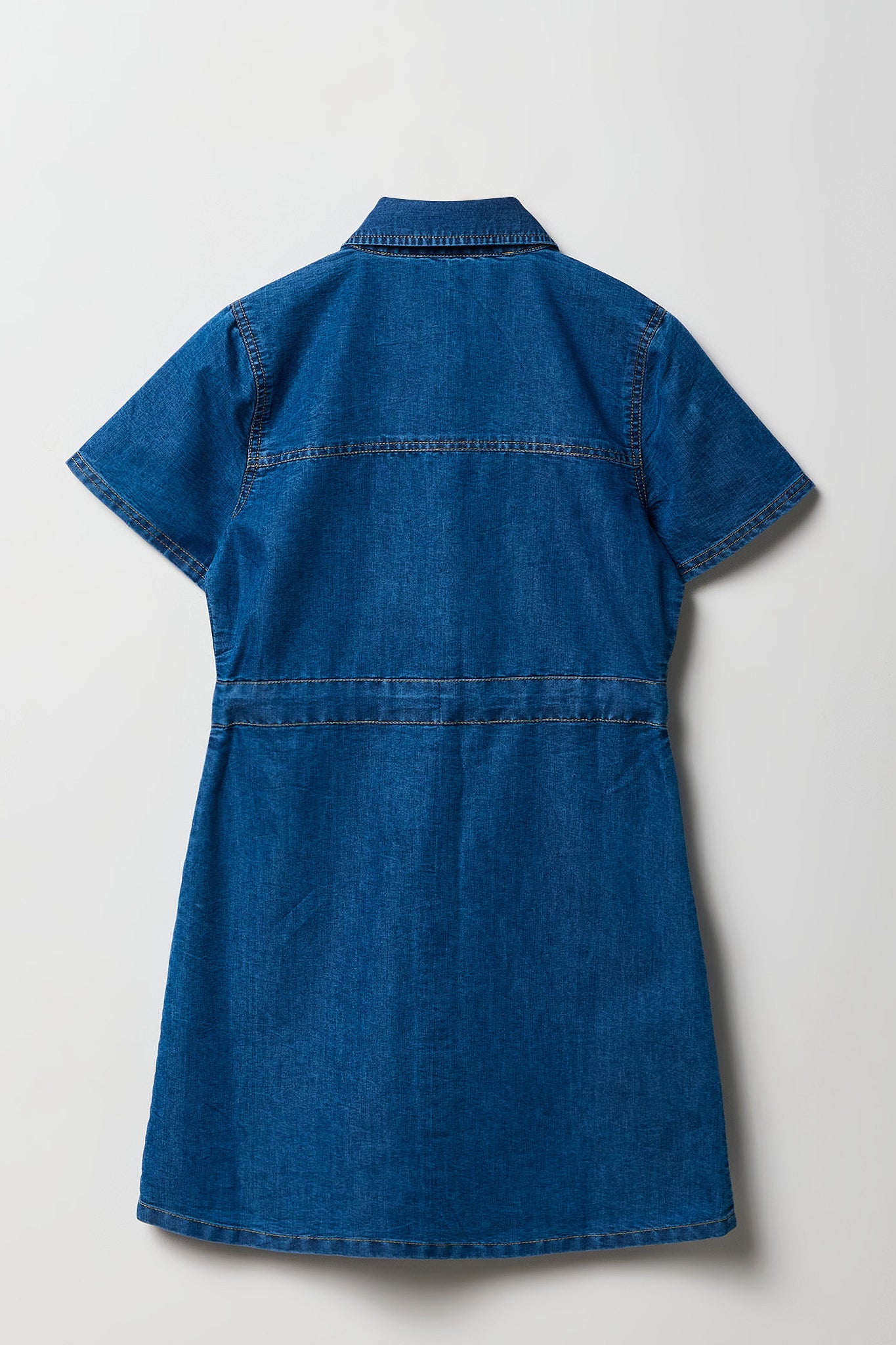 Girls Chambray Button Front Dress