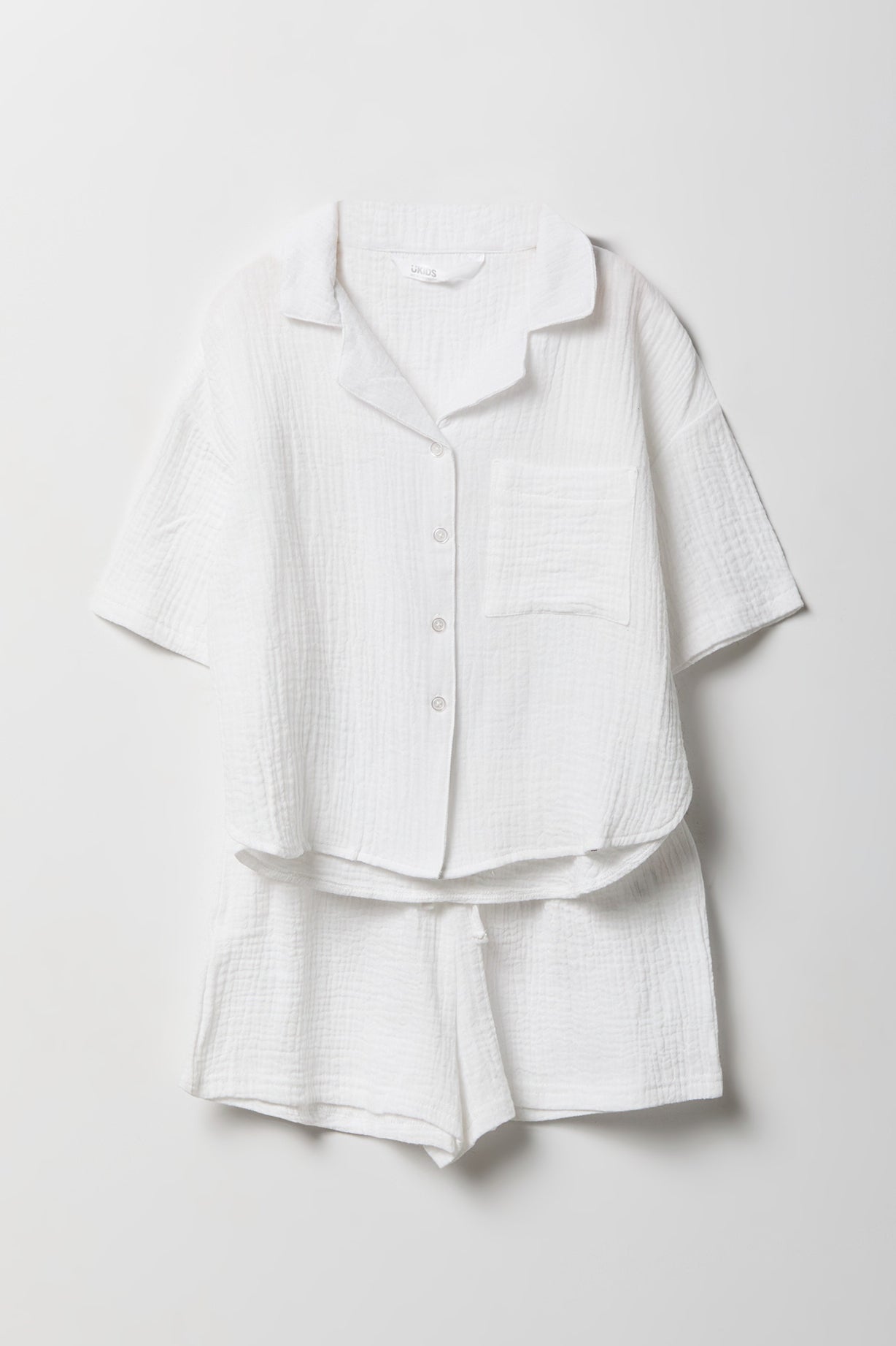 Girls Gauze Button-Up Top & Short Set