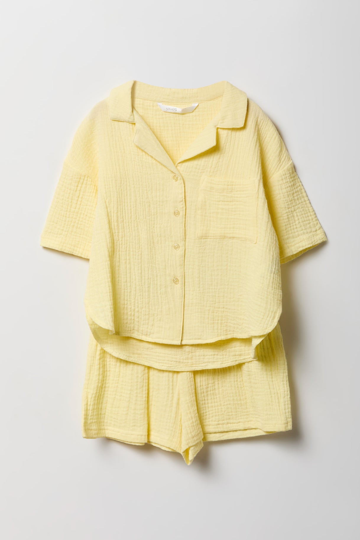 Girls Gauze Button-Up Top & Short Set