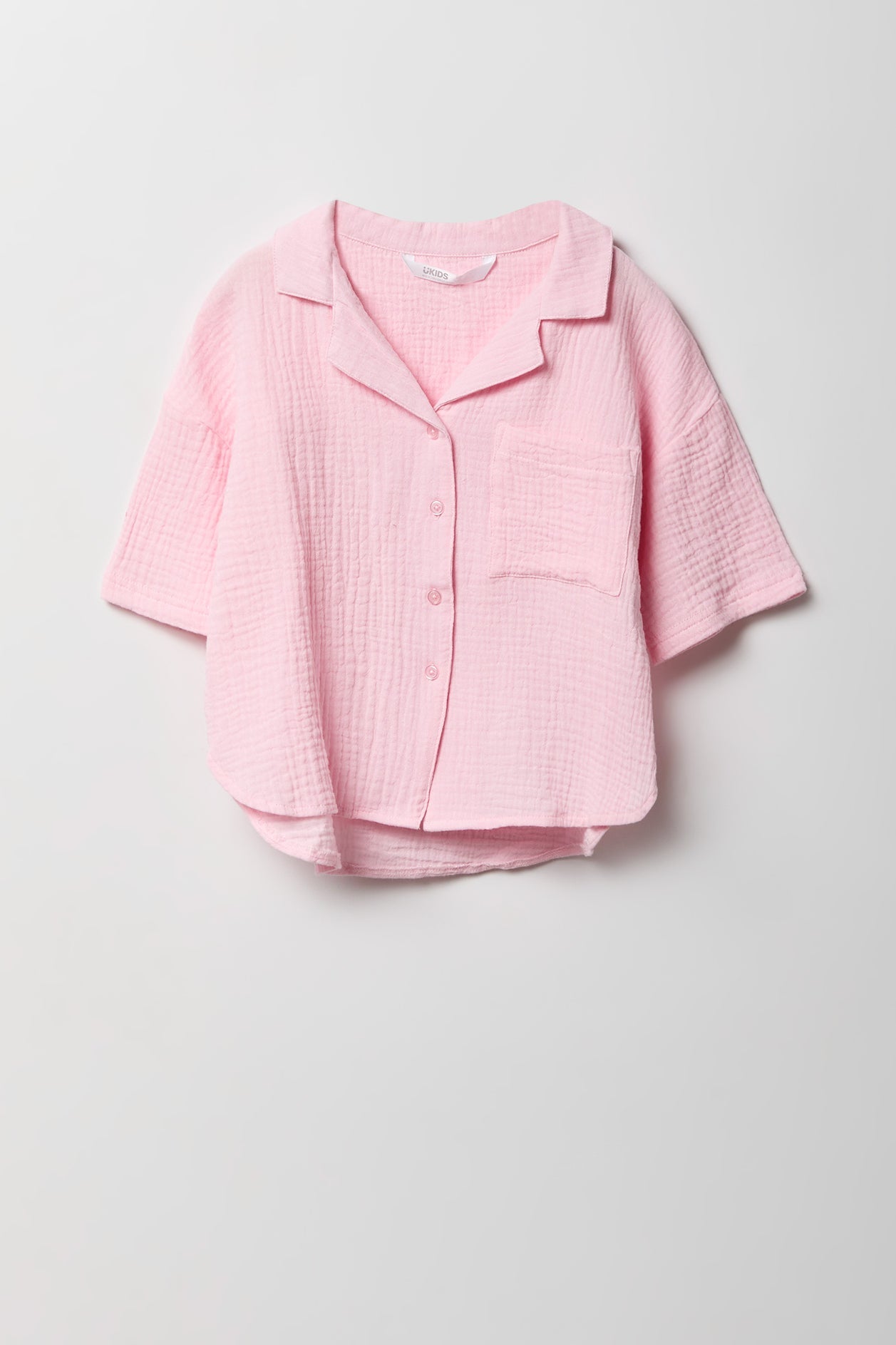 Girls Gauze Button-Up Top & Short Set