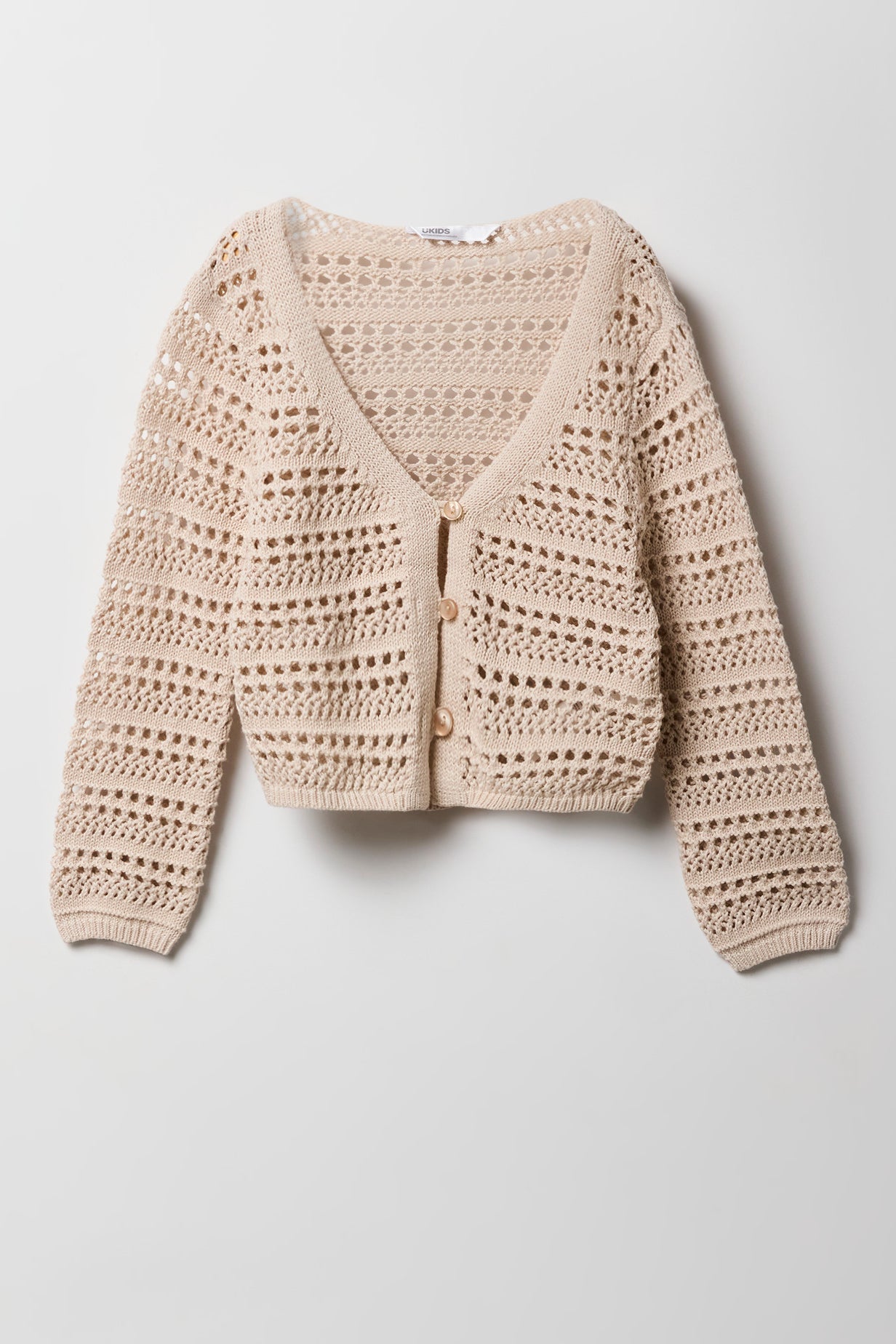 Girls Crochet Button-Up Cardigan