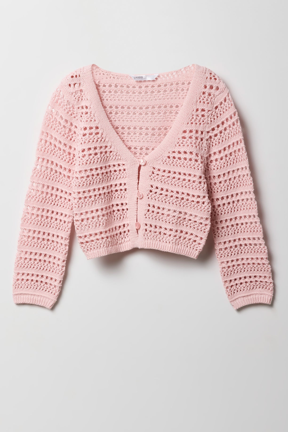 Girls Crochet Button-Up Cardigan
