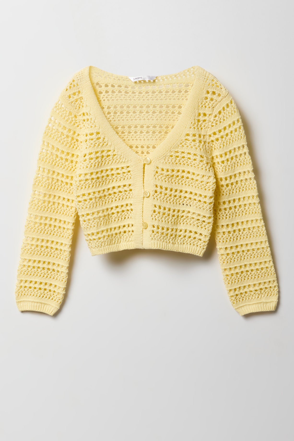 Girls Crochet Button-Up Cardigan
