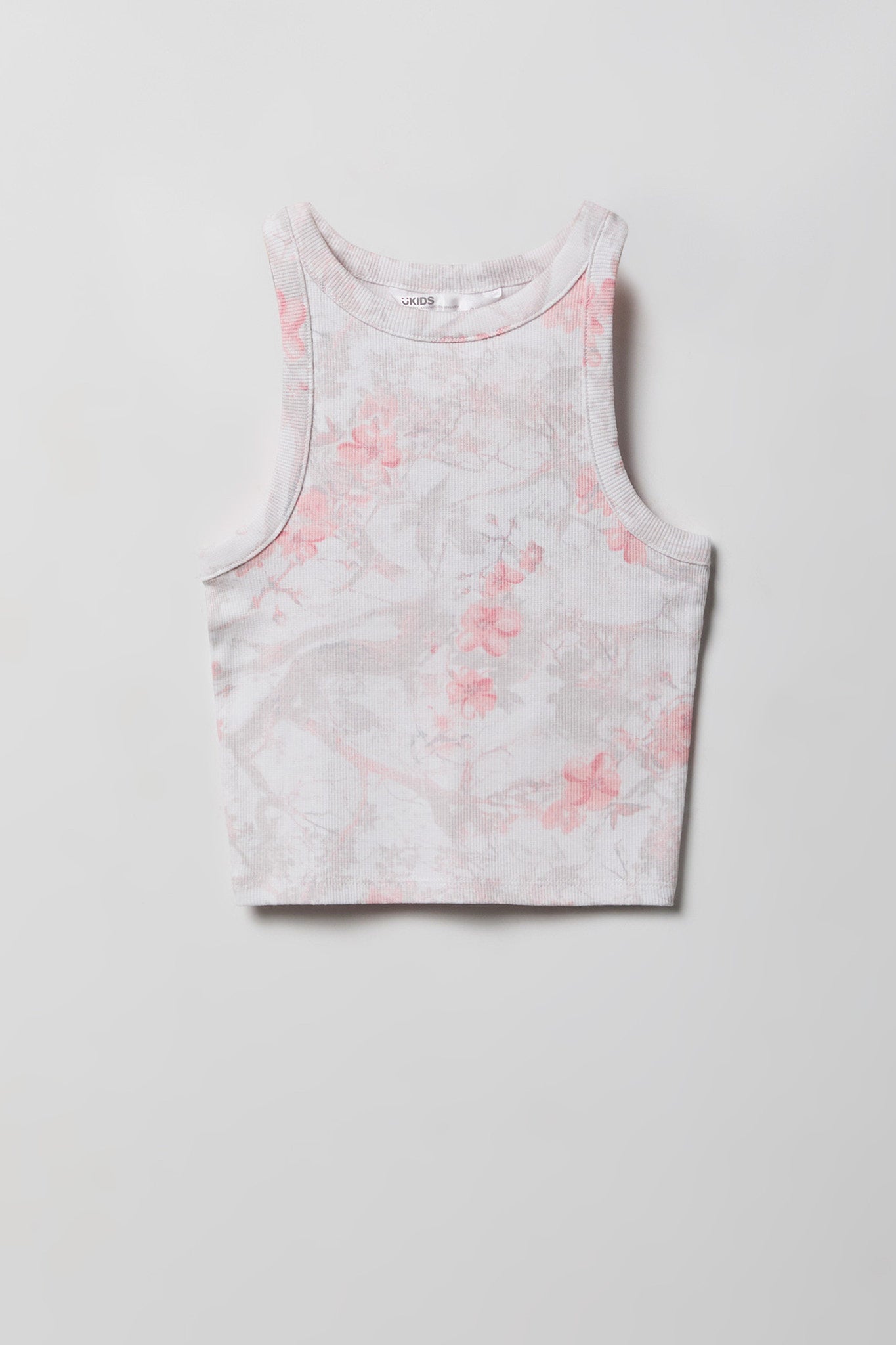 Girls Printed Ribbed High Neck Tank