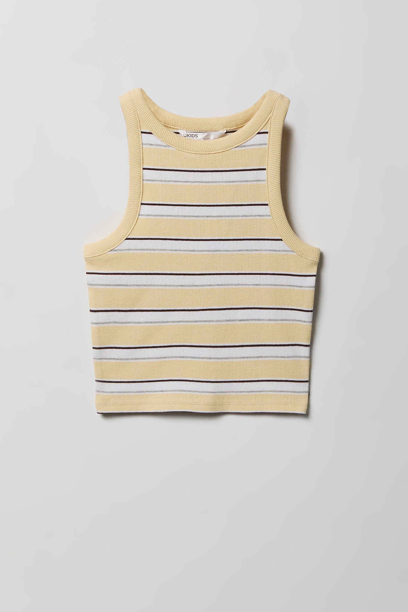 Girls Printed Ribbed High Neck Tank