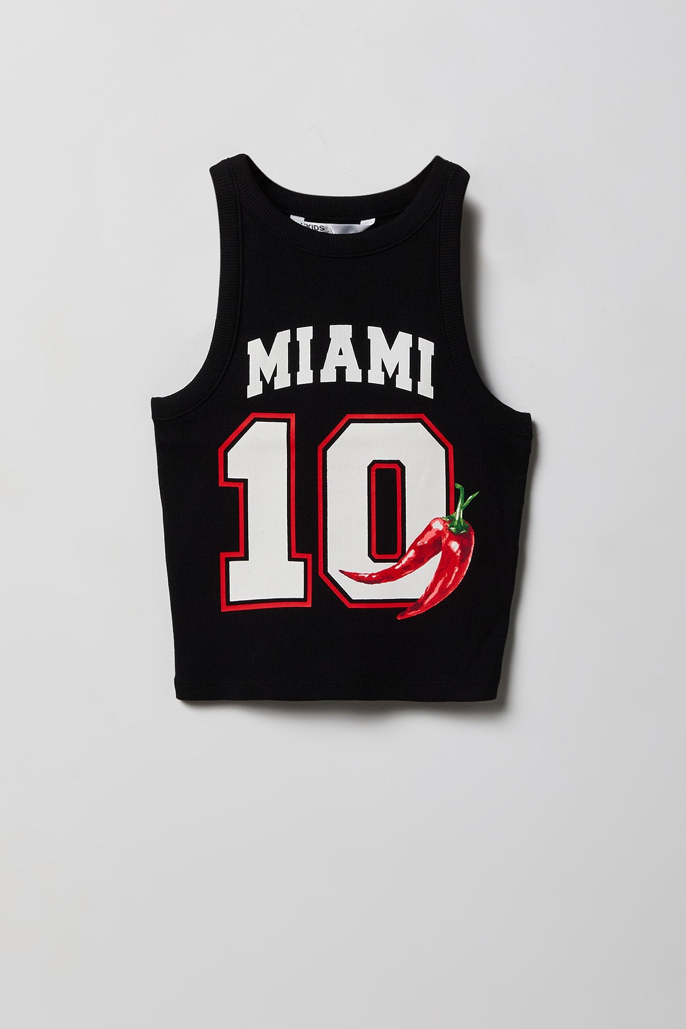 Girls Graphic Ribbed High Neck Tank