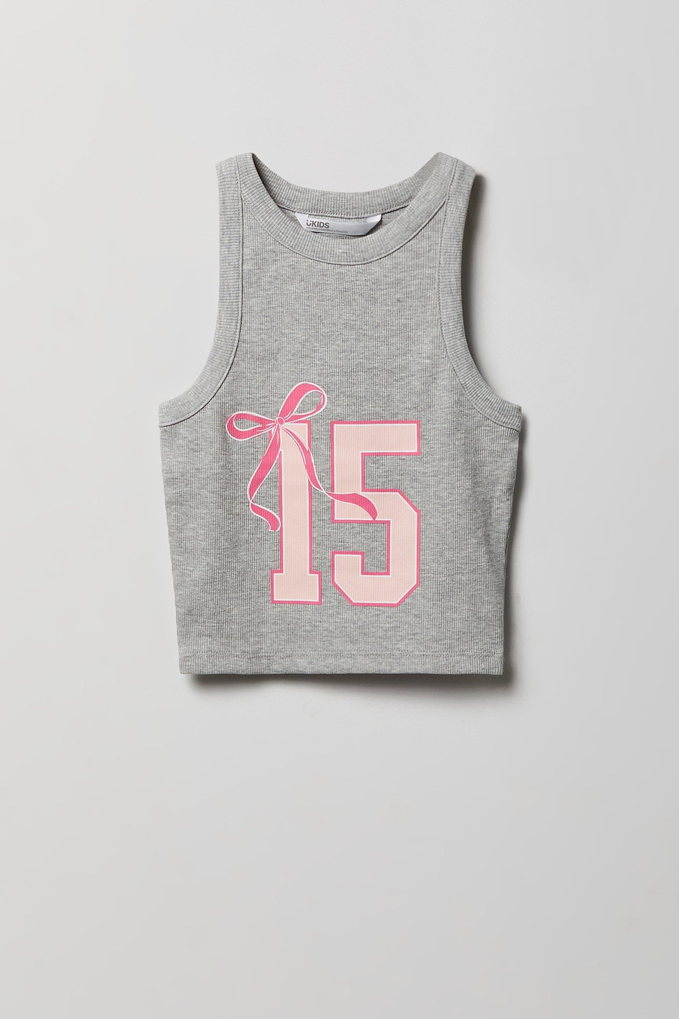 Girls Graphic Ribbed High Neck Tank
