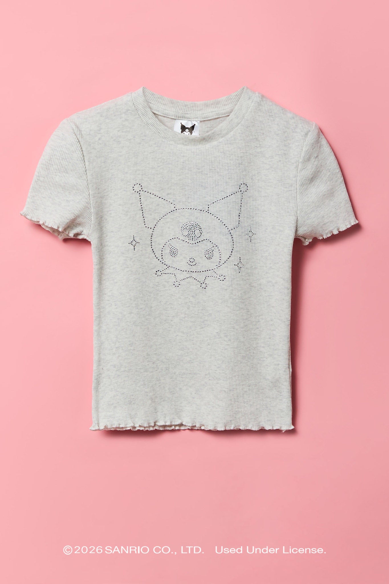 Kuromi™ Girls Rhinestone Ribbed T-Shirt