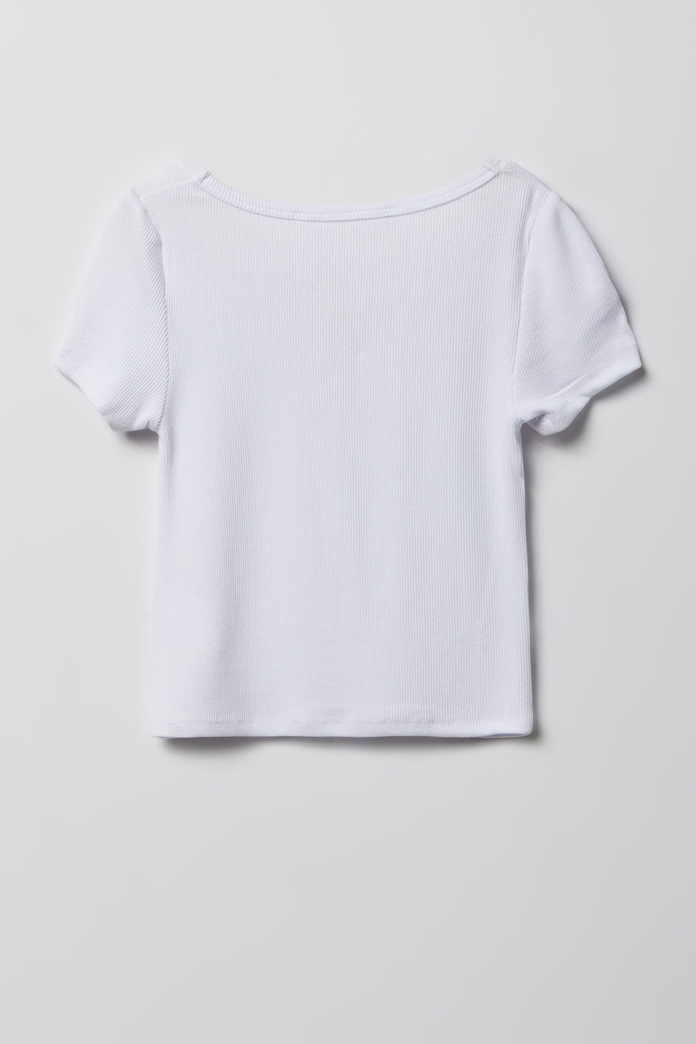 Girls Ribbed Lace Trim T-Shirt