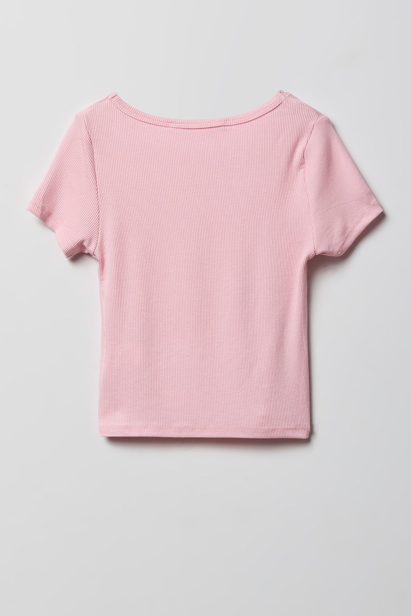 Girls Ribbed Lace Trim T-Shirt