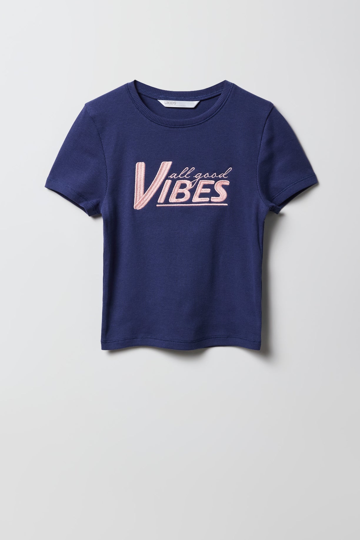 Girls Ribbed Embroidered T-Shirt