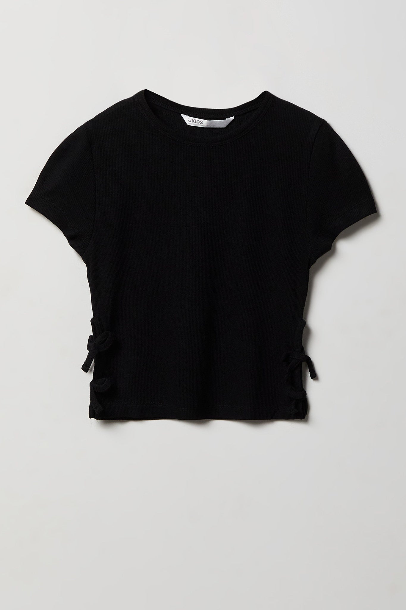 Girls Ribbed Side Bow T-Shirt