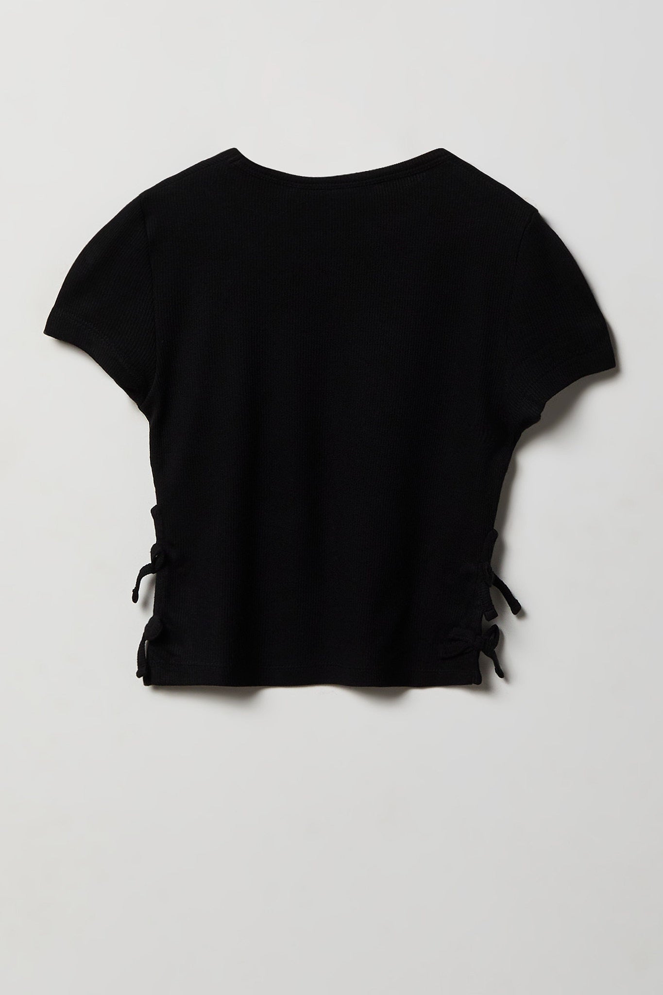 Girls Ribbed Side Bow T-Shirt