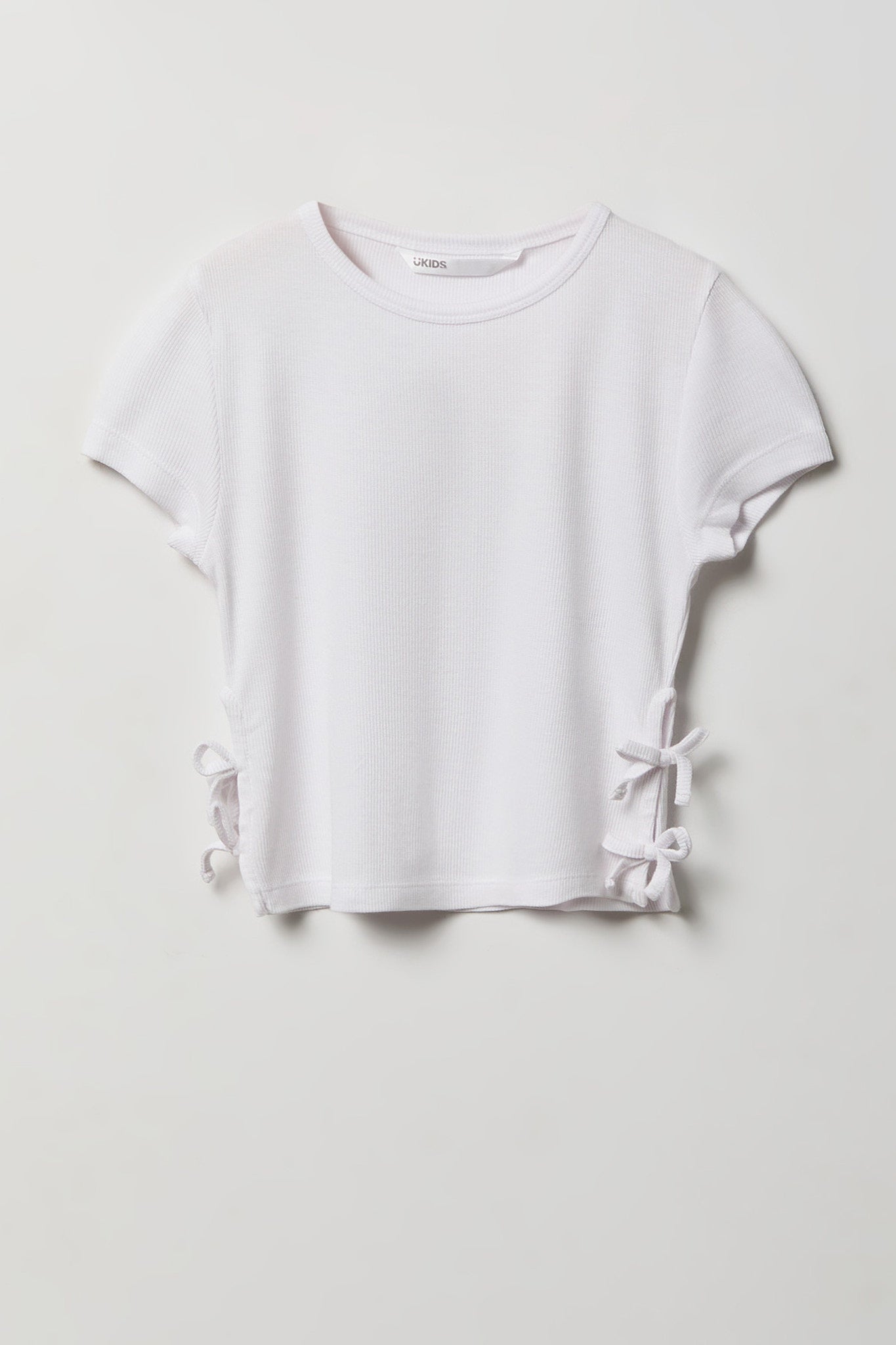 Girls Ribbed Side Bow T-Shirt
