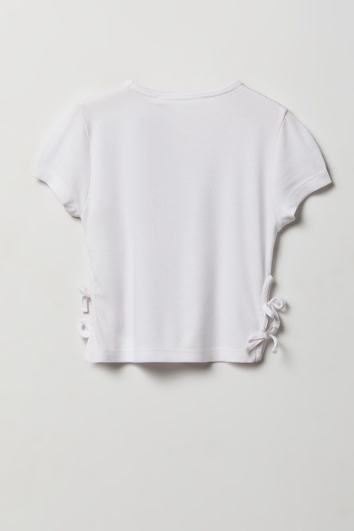 Girls Ribbed Side Bow T-Shirt