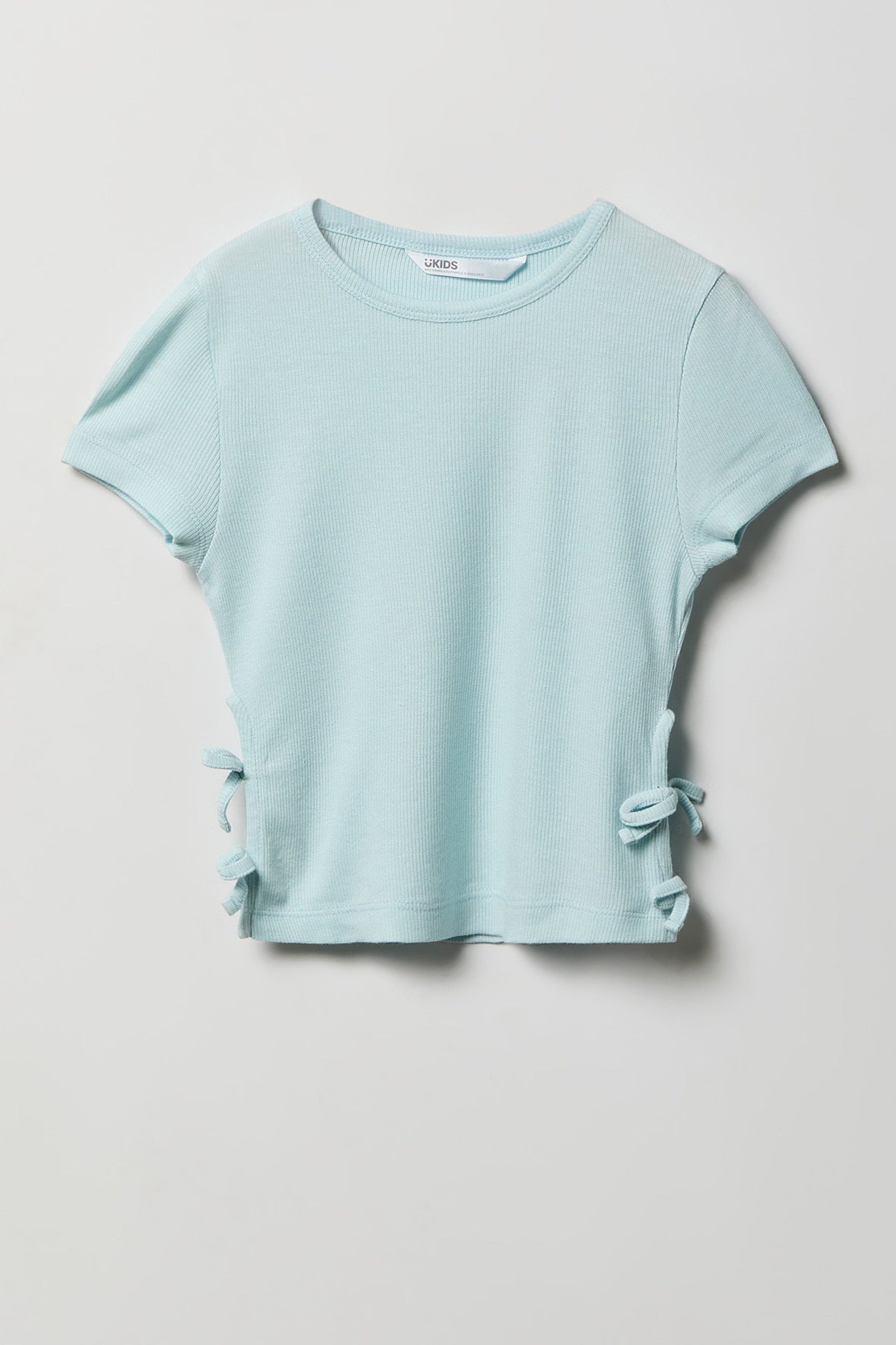 Girls Ribbed Side Bow T-Shirt