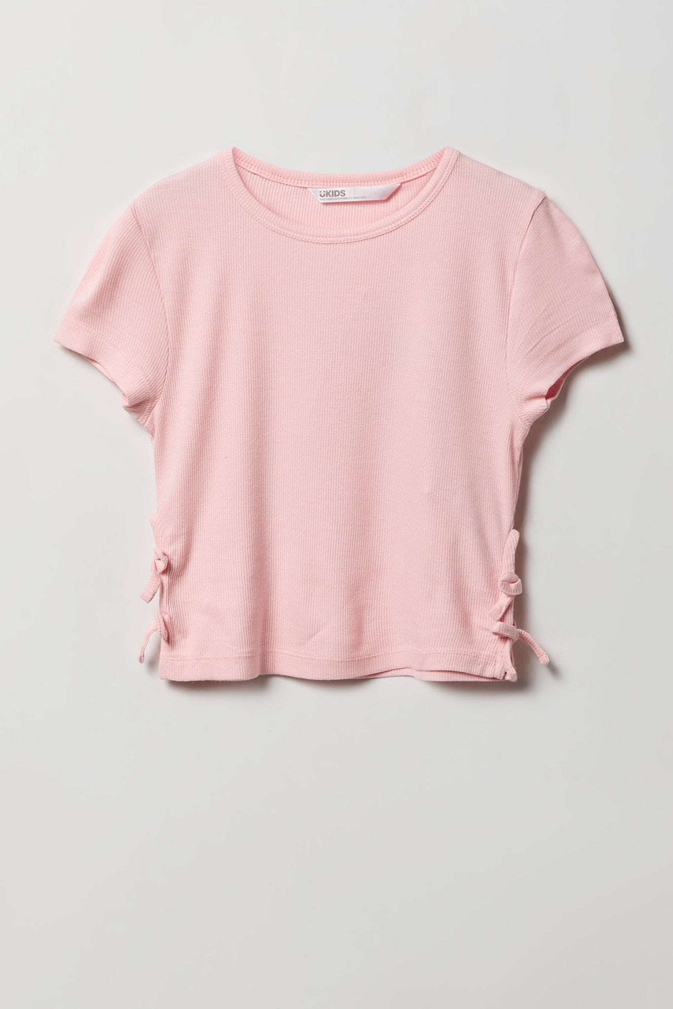 Girls Ribbed Side Bow T-Shirt