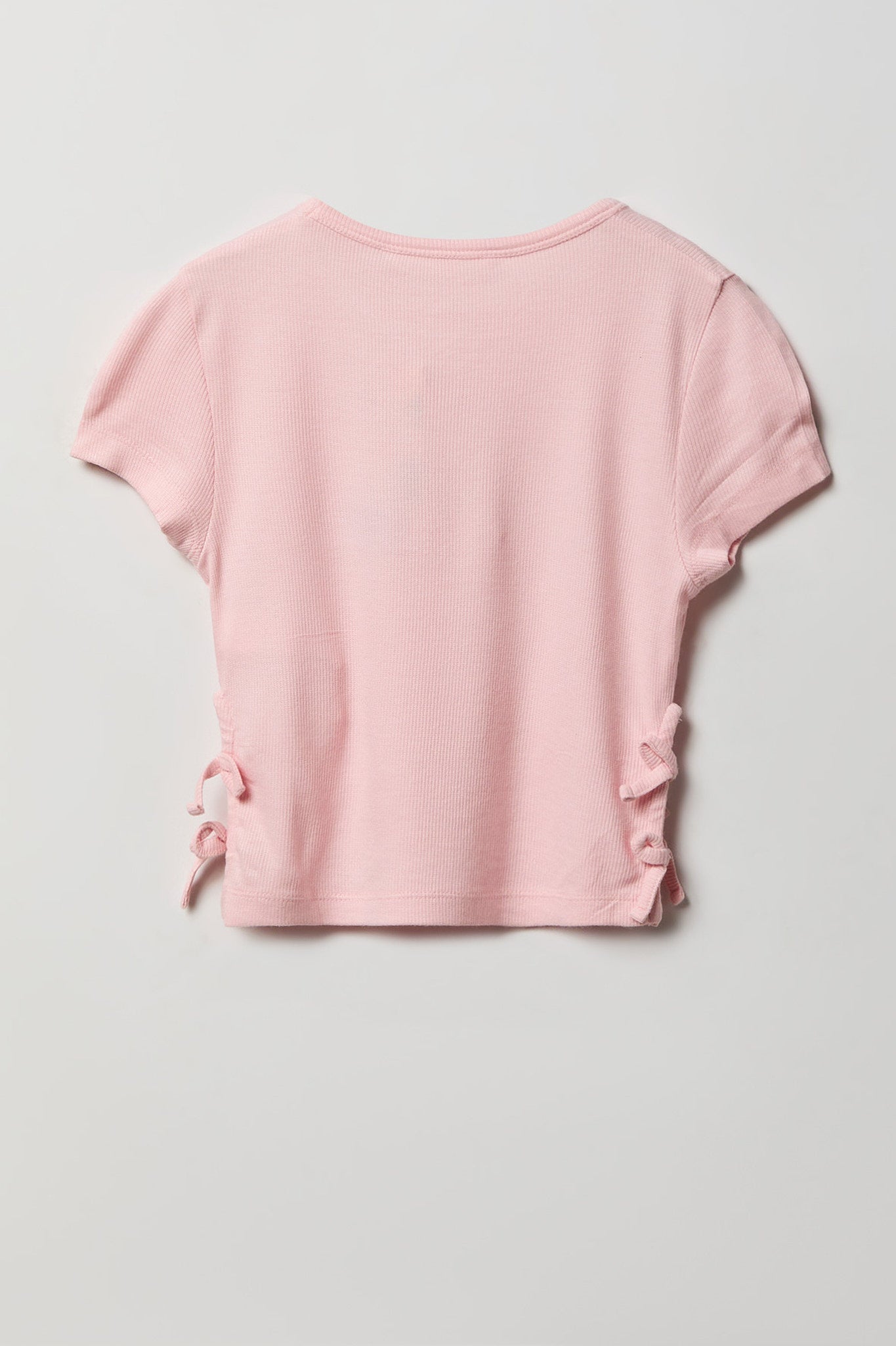Girls Ribbed Side Bow T-Shirt