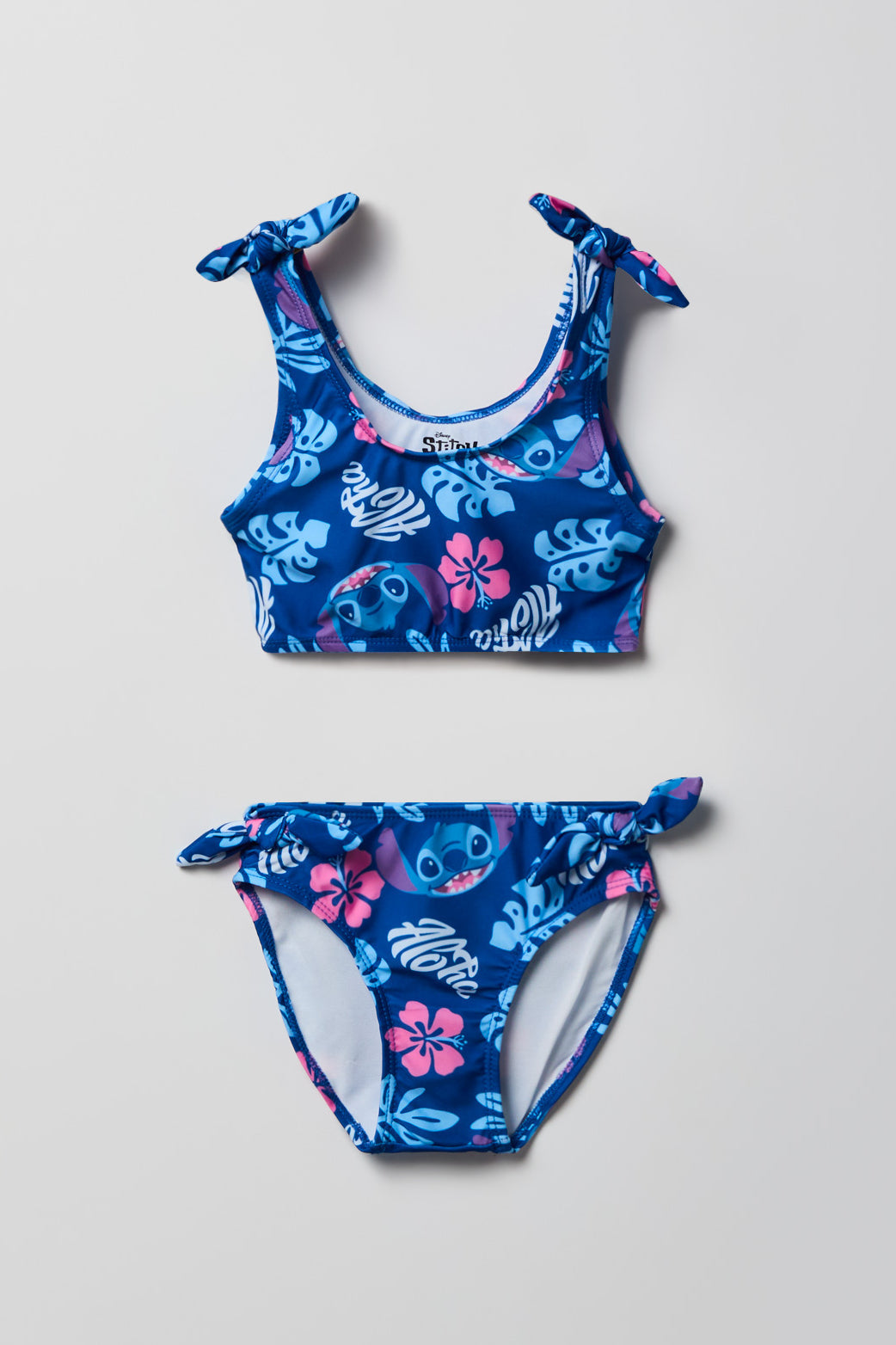Girls Stitch & Angel Print 2 Piece Swimsuit