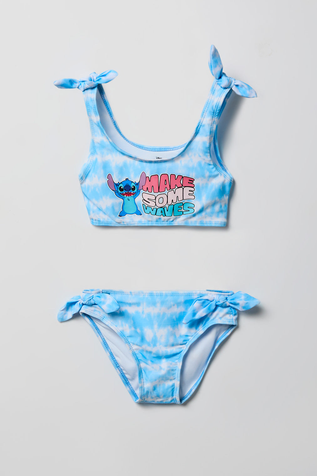 Girls Stitch & Angel Print 2 Piece Swimsuit