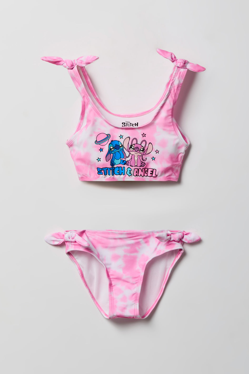 Girls Stitch & Angel Print 2 Piece Swimsuit