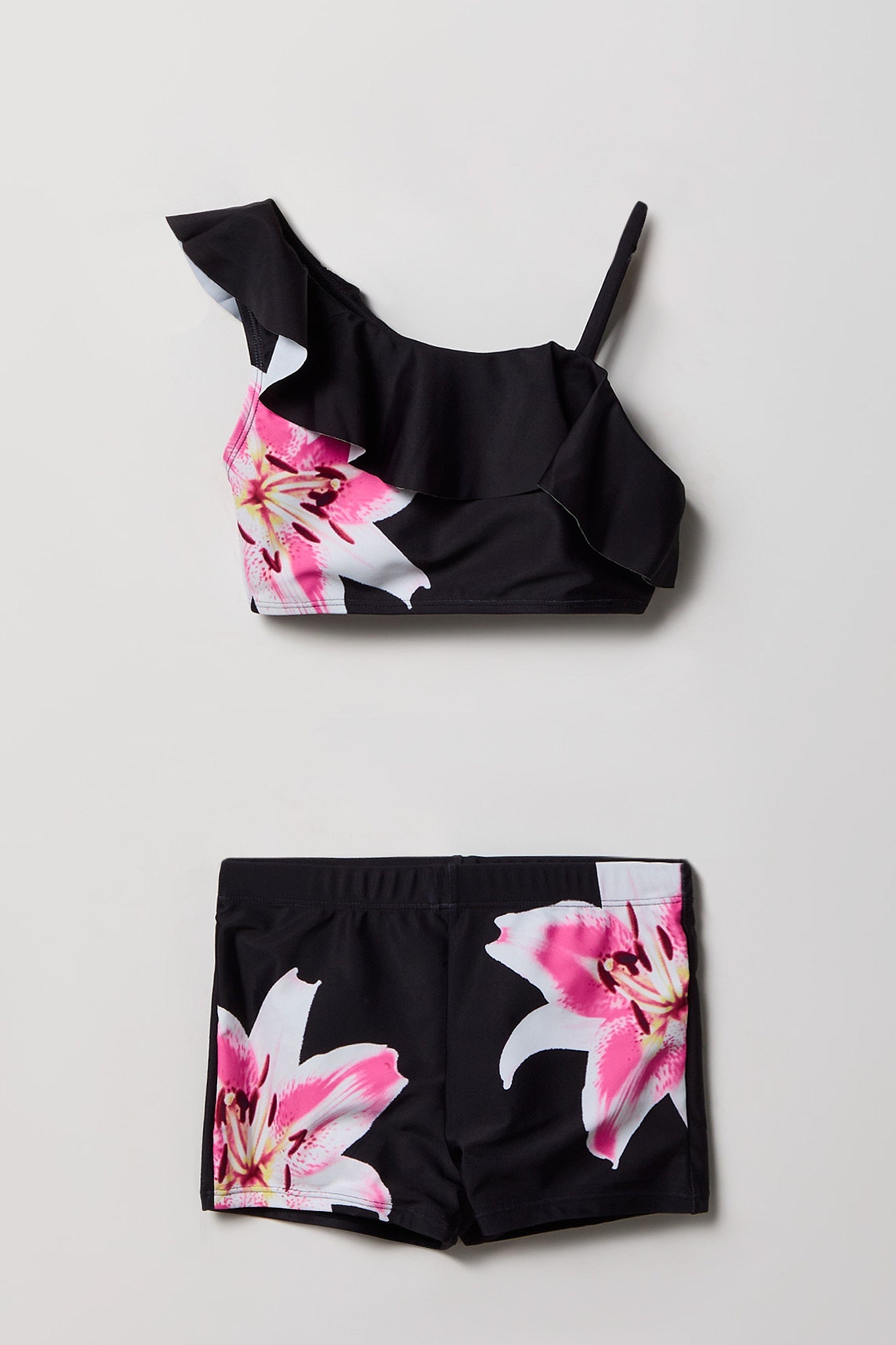 Girls One Shoulder Top & Short Swim Set