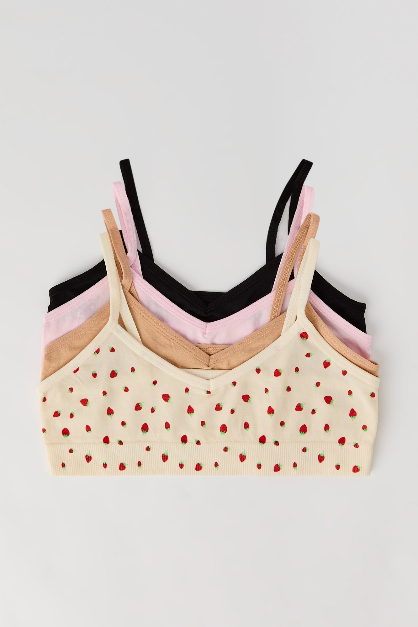 Girls Printed & Solid Seamless Bralette (4 Pack)